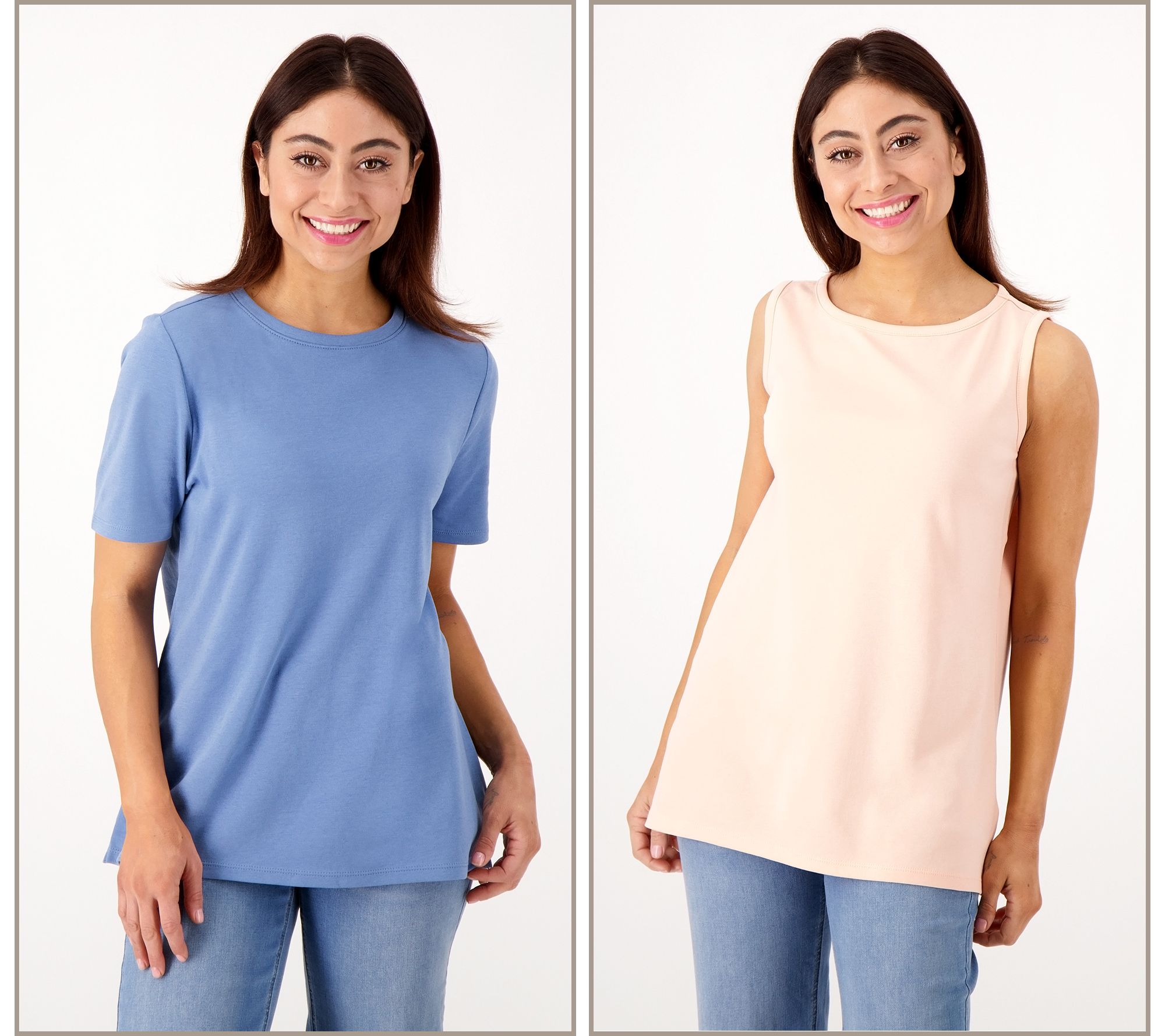 Denim & Co. Essentials Interlock Tank and Tee 2 Pack