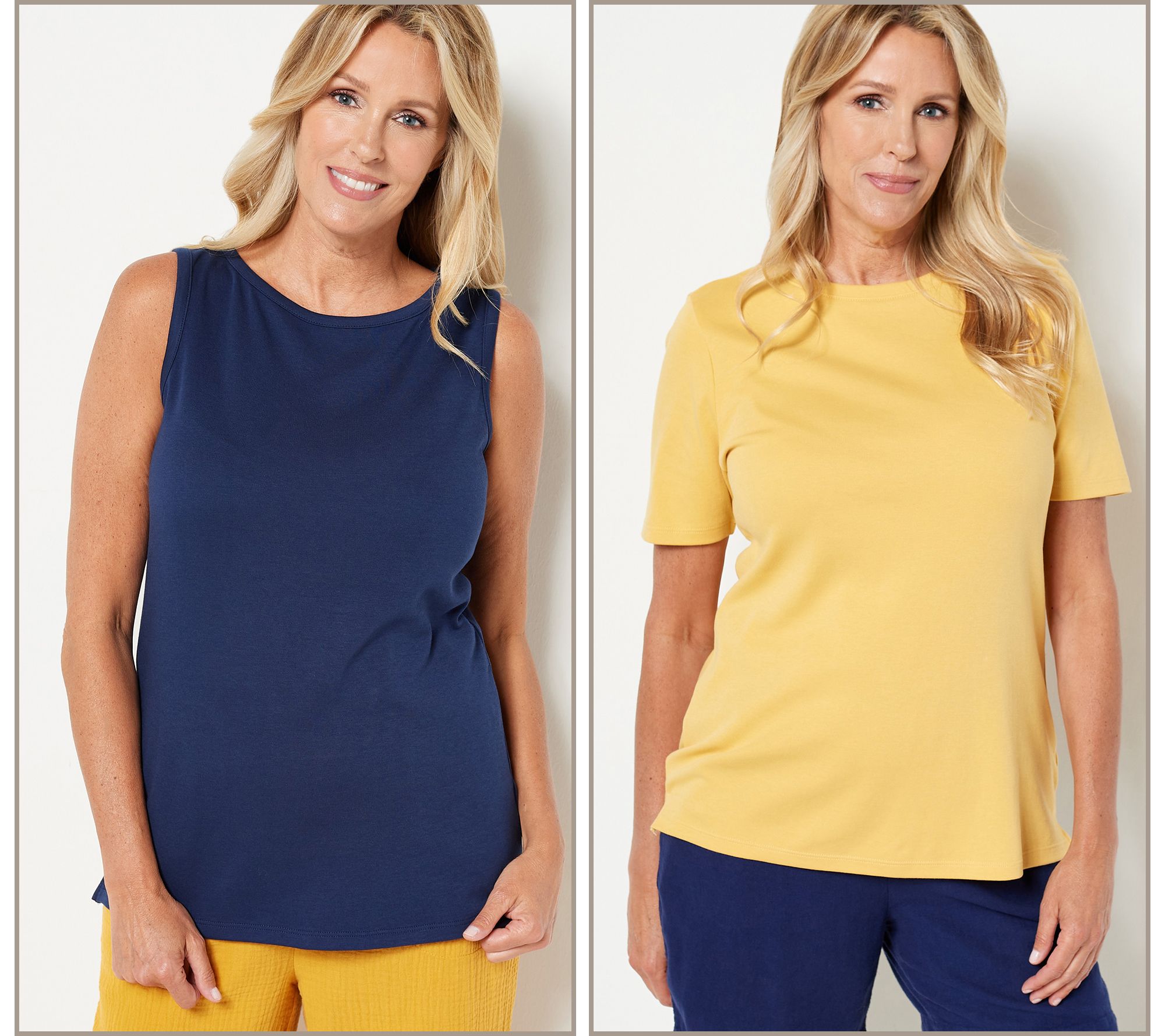 Denim & Co. Essentials Interlock Tank and Tee 2 Pack