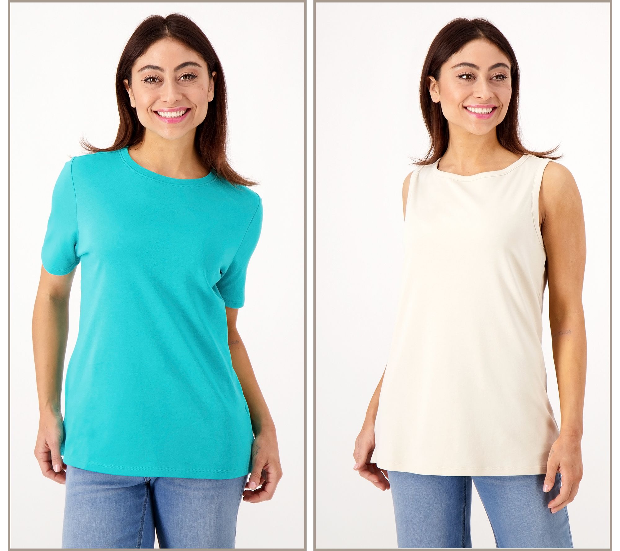 Denim & Co. Essentials Interlock Tank and Tee 2 Pack