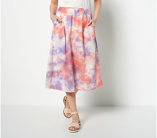 LOGO by Lori Goldstein Beach to Street Petite Tie-Dye Midi Skirt