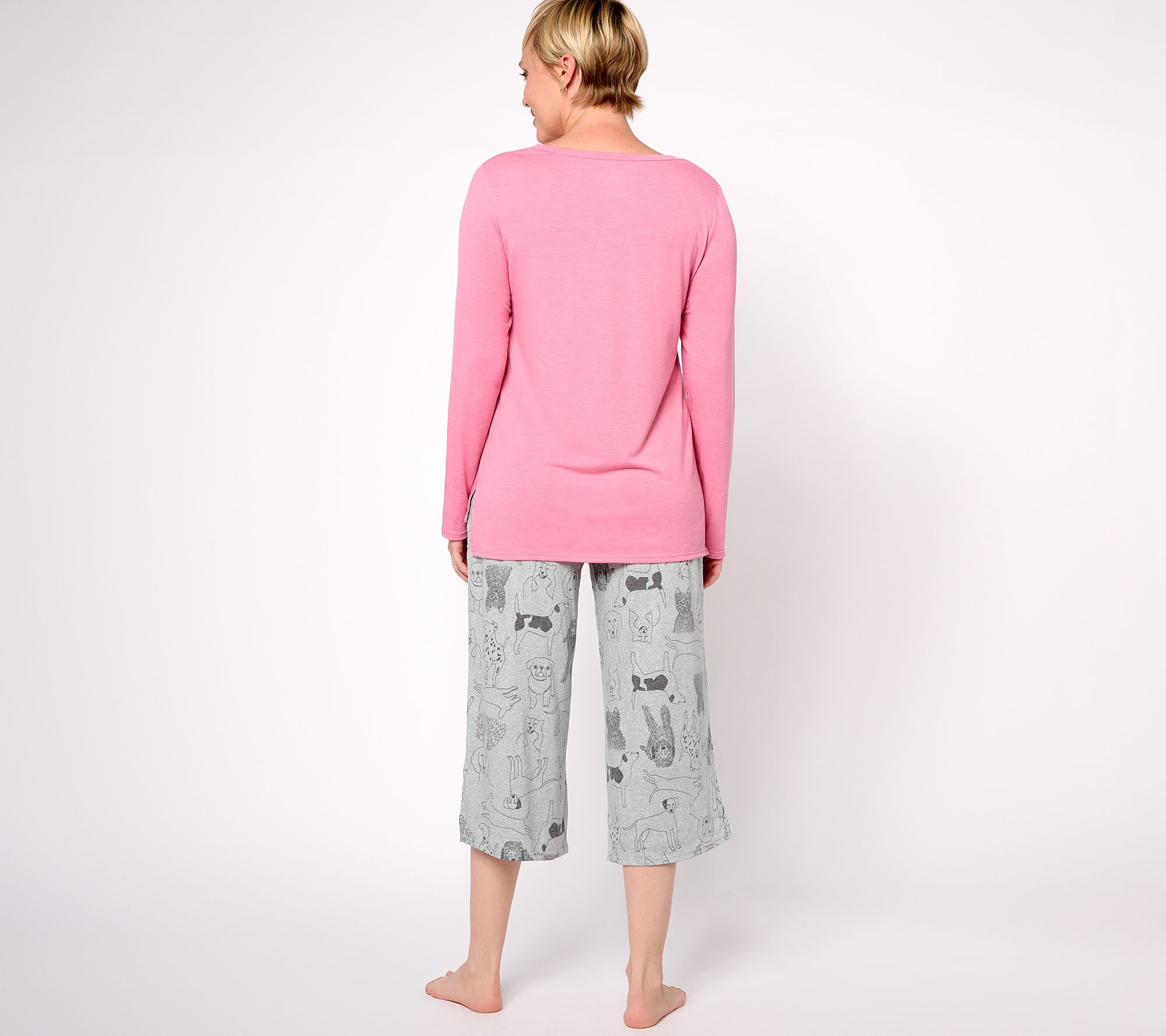 Cuddl Duds Classic Jersey Pullover and Cropped Pant Sleep Set - QVC.com