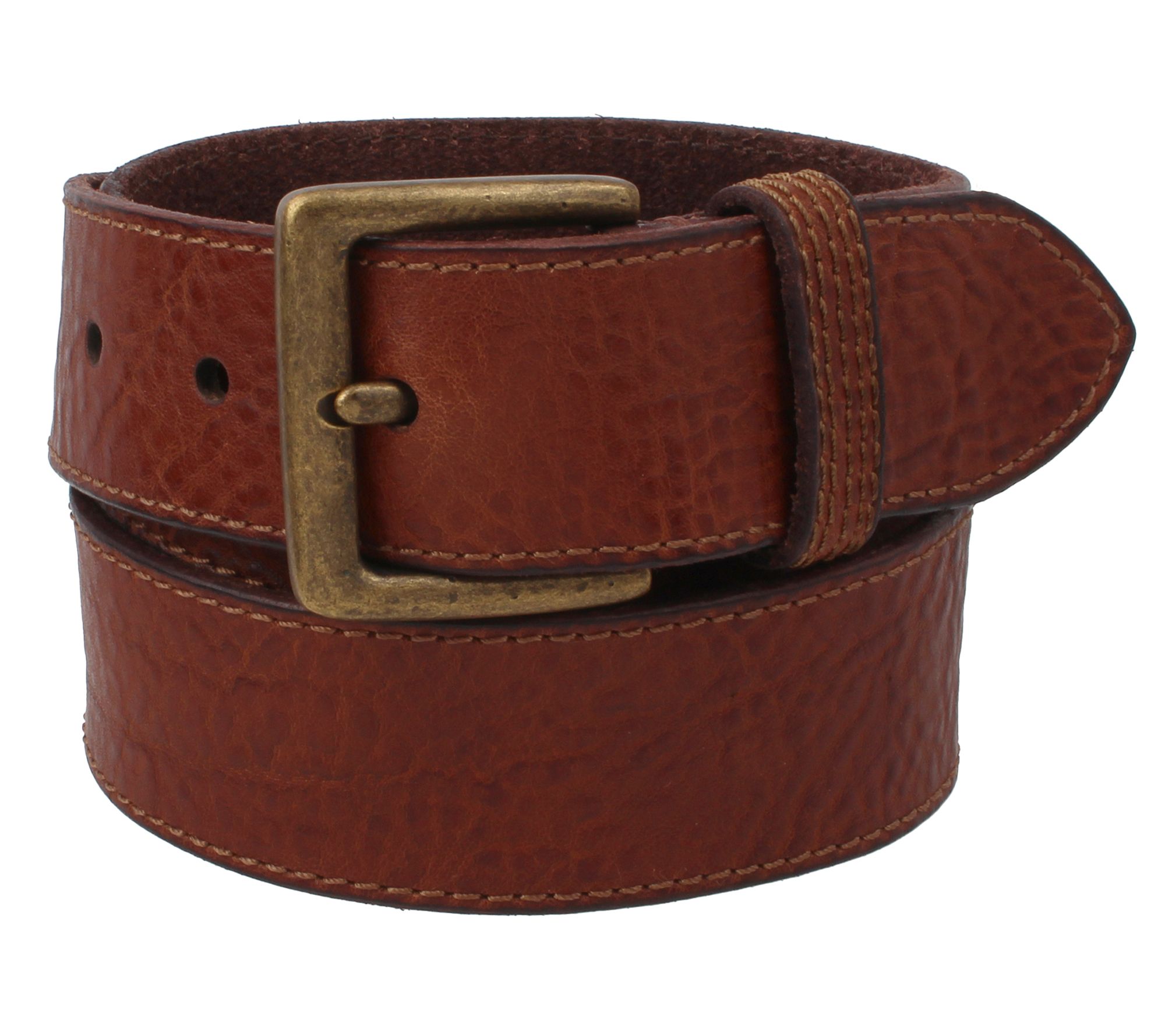 Frye Men's Leather Flat Panel Stitch Belt - QVC.com