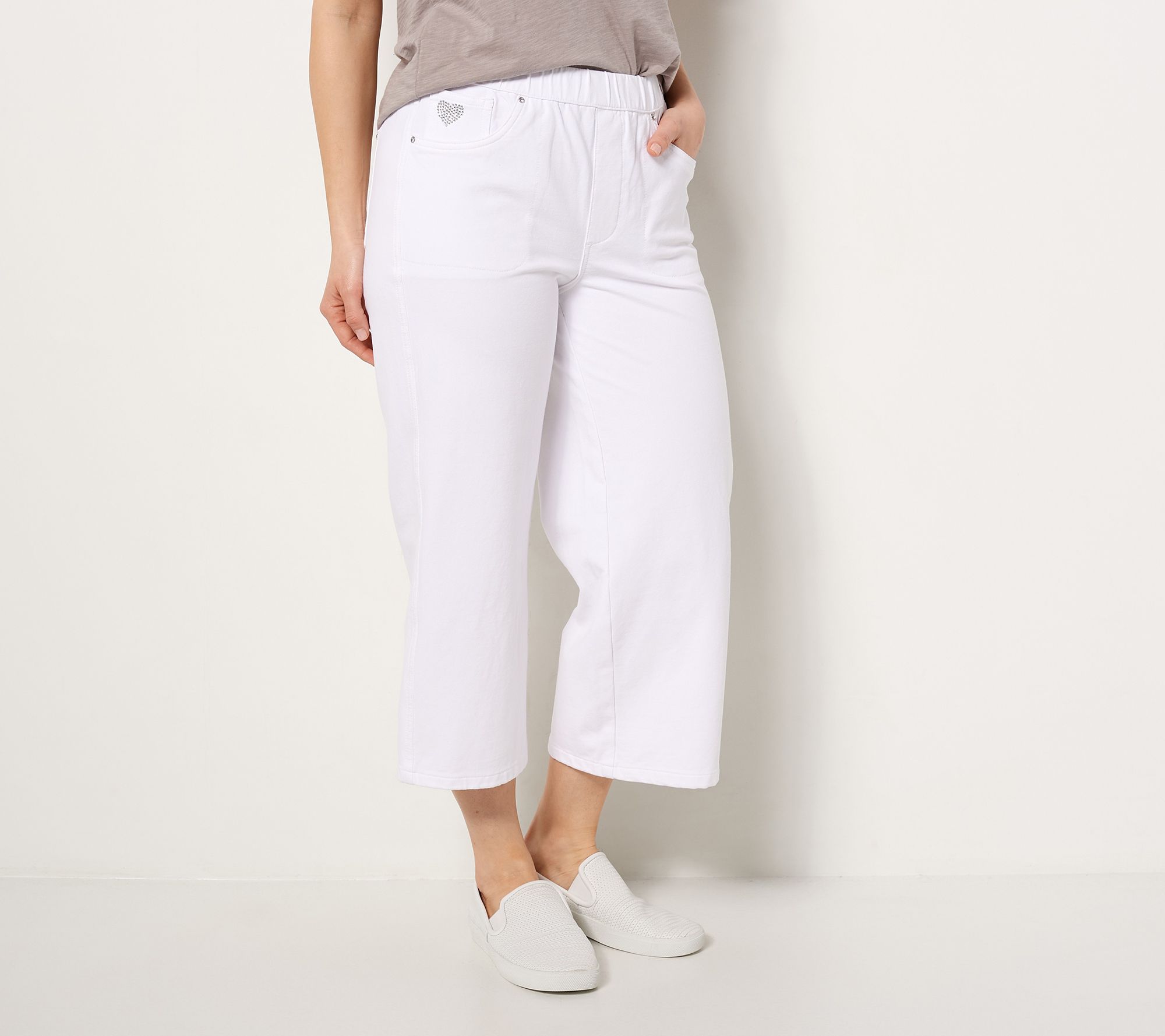 "As Is" Quacker Factory DreamJeannes Short Wide Leg Culotte Pants
