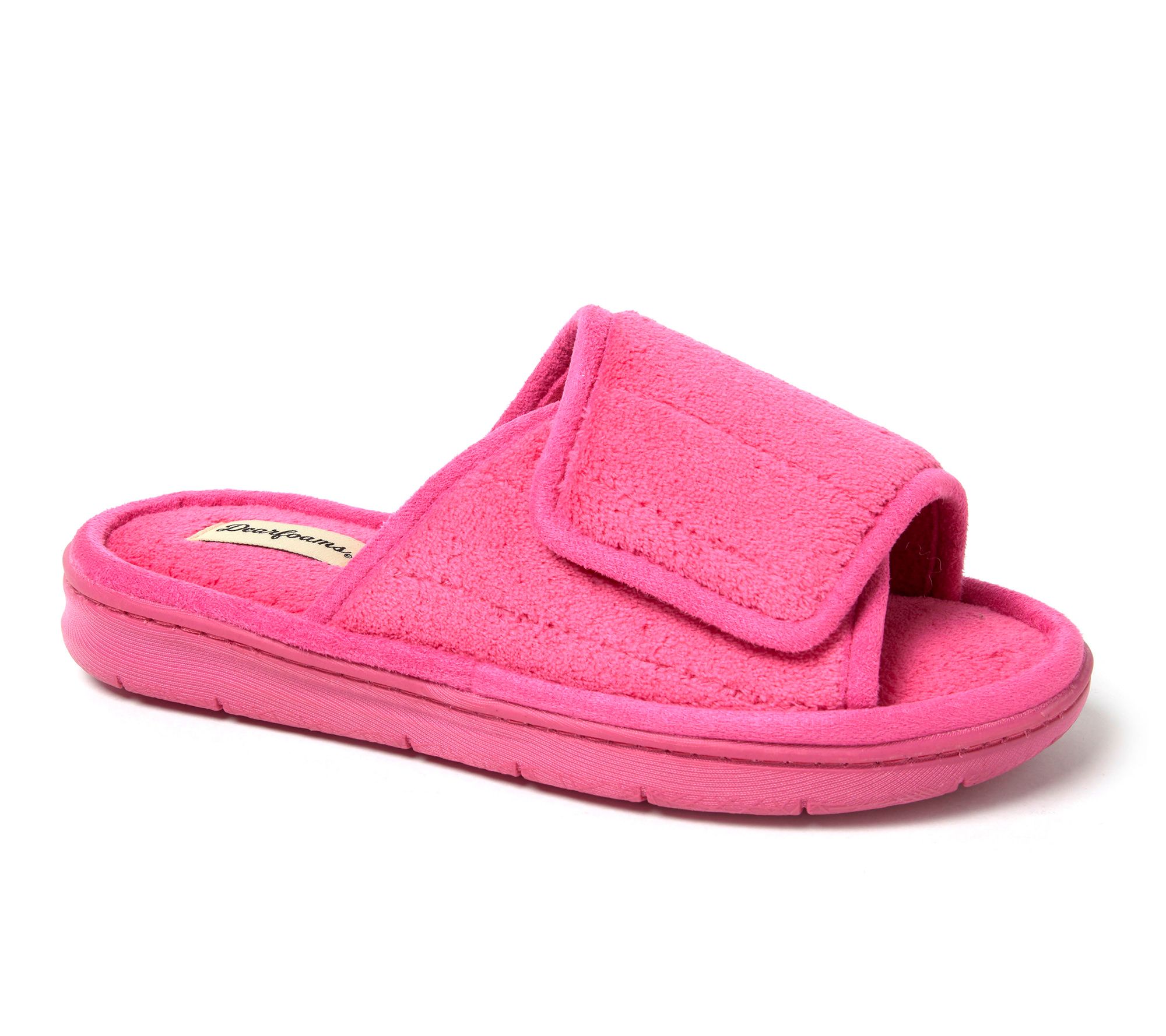 Dearfoams Women's Adjustable Memory Foam TerrySlide Slipper