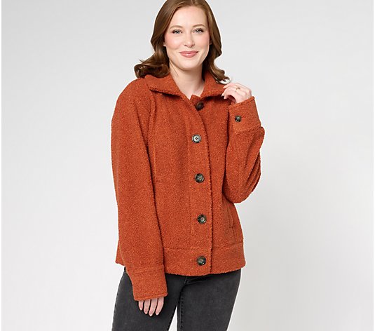 Encore by Idina Menzel Open Collar Relaxed Fit Sherpa Car Coat