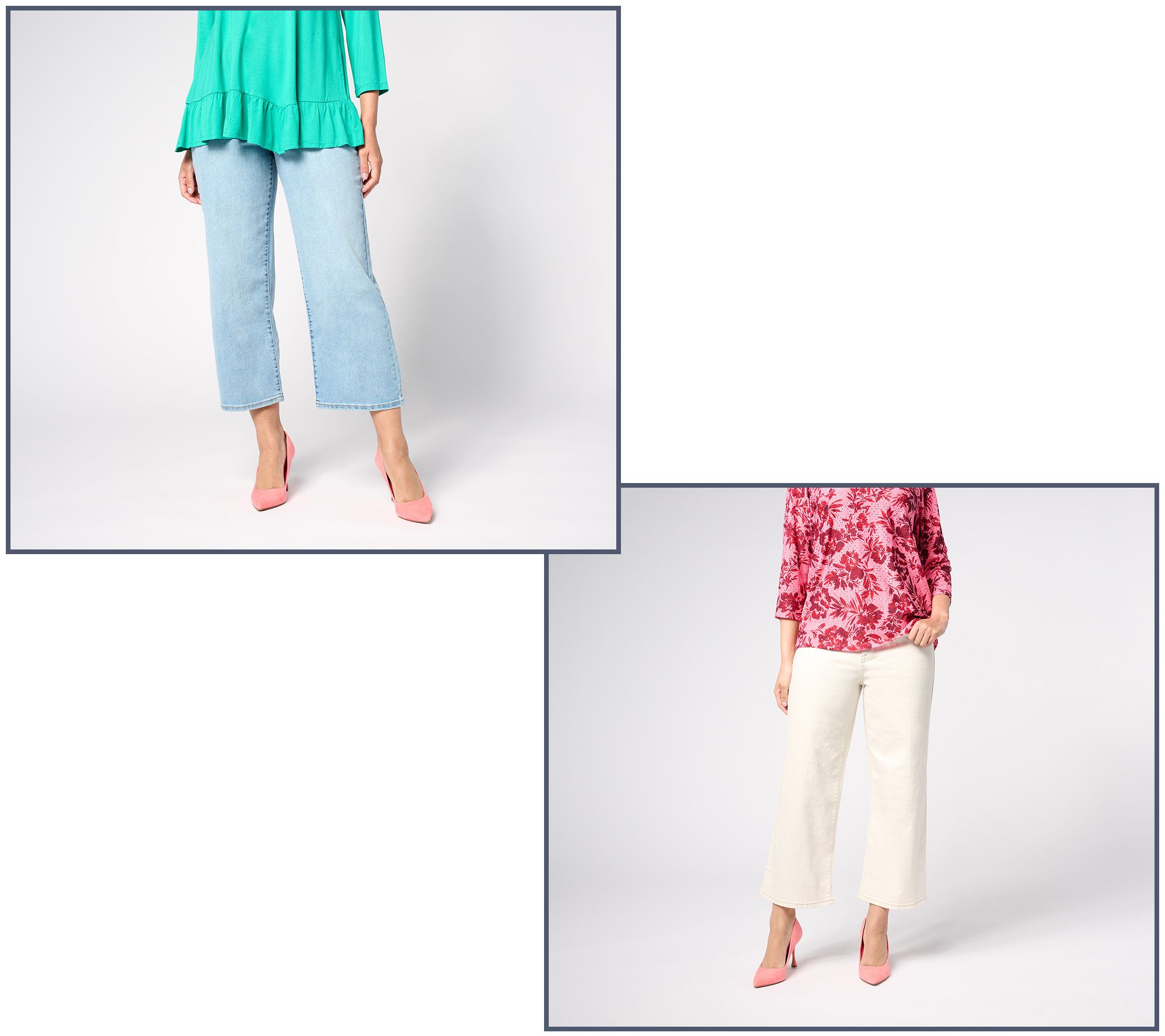LOGO by Lori Goldstein Classic Wide-Leg Crop Jeans - QVC.com
