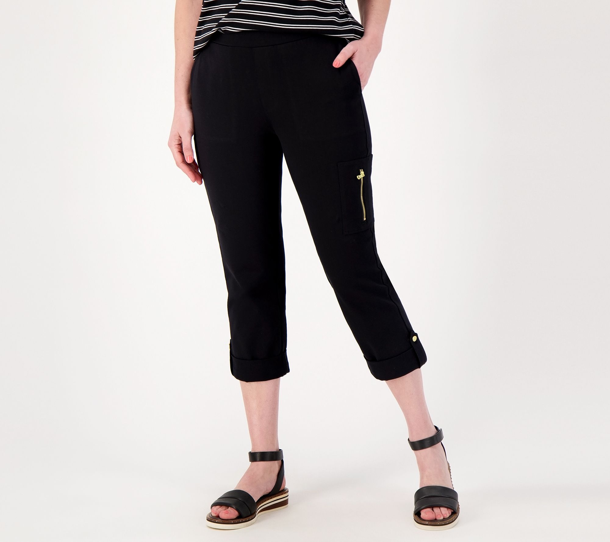 "As Is" Susan Graver Weekend Regular Premium Stretch Slim Leg Crop Pants