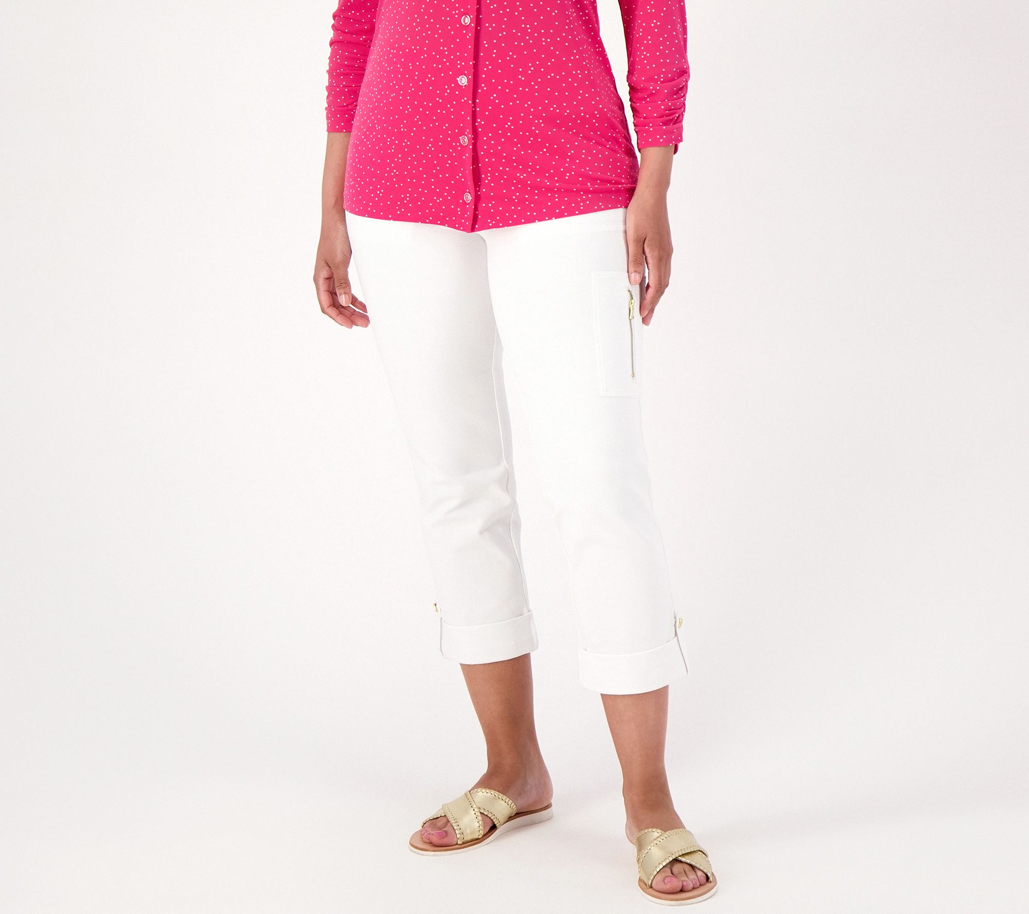 "As Is" Susan Graver Weekend Regular Premium Stretch Slim Leg Crop Pants