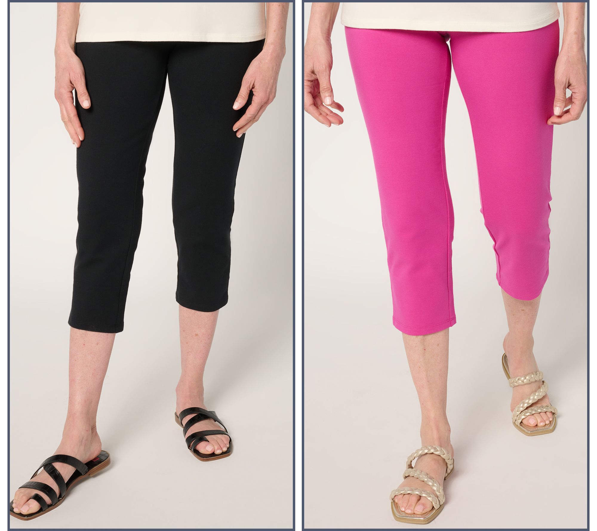 Women With Control Petite Set of 2 Slim Leg 86/14 Crop Pants