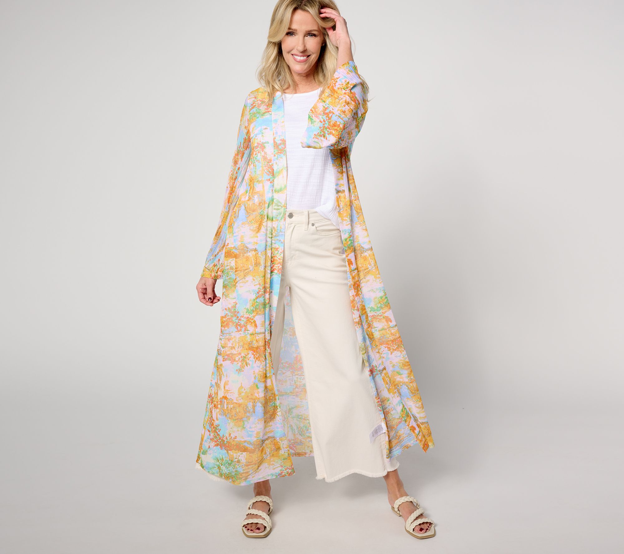 Attitudes by Renee Petite Pleated Triple Mesh Duster