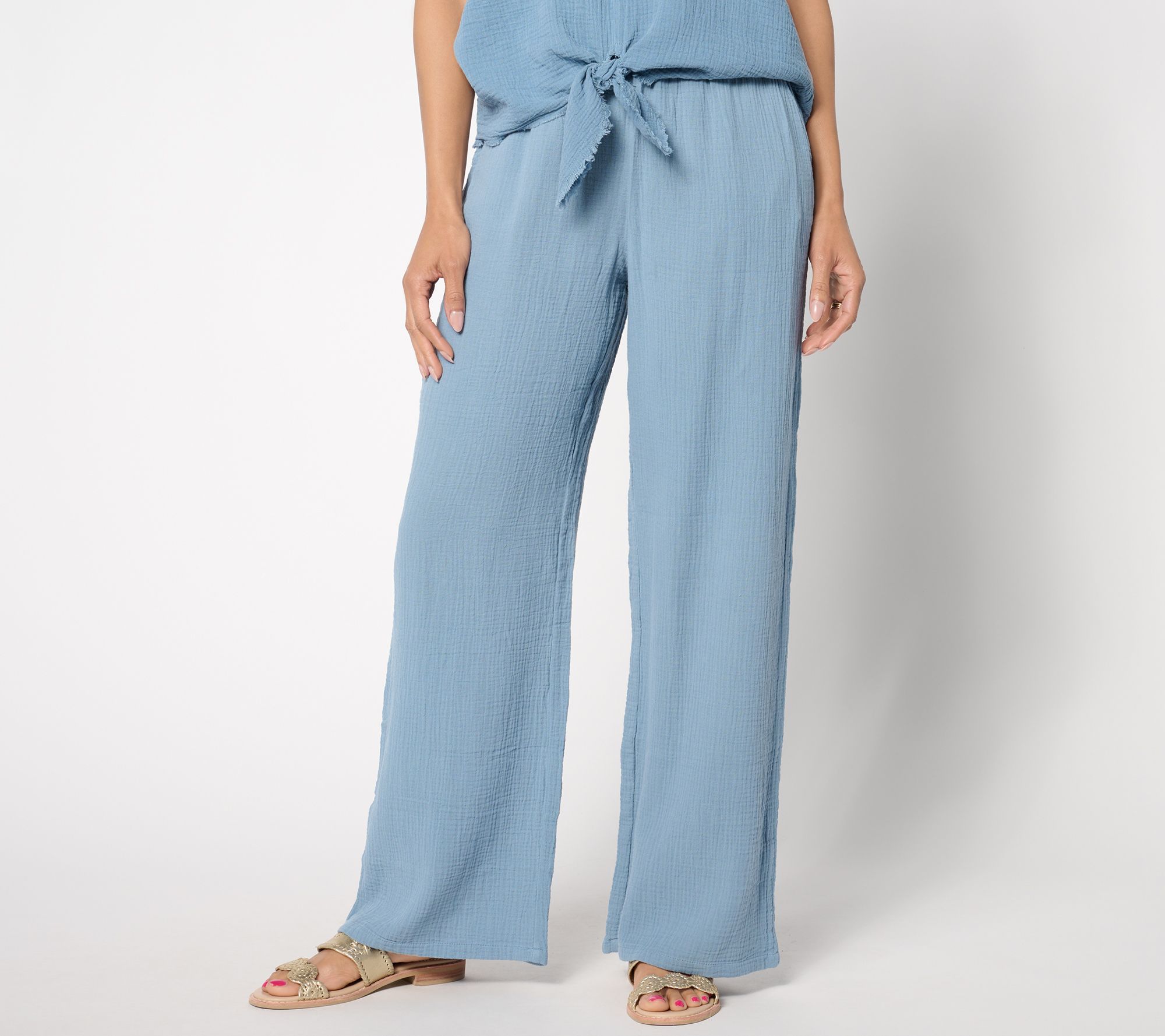 Belle By Kim Gravel Petite Cotton Gauze Pant