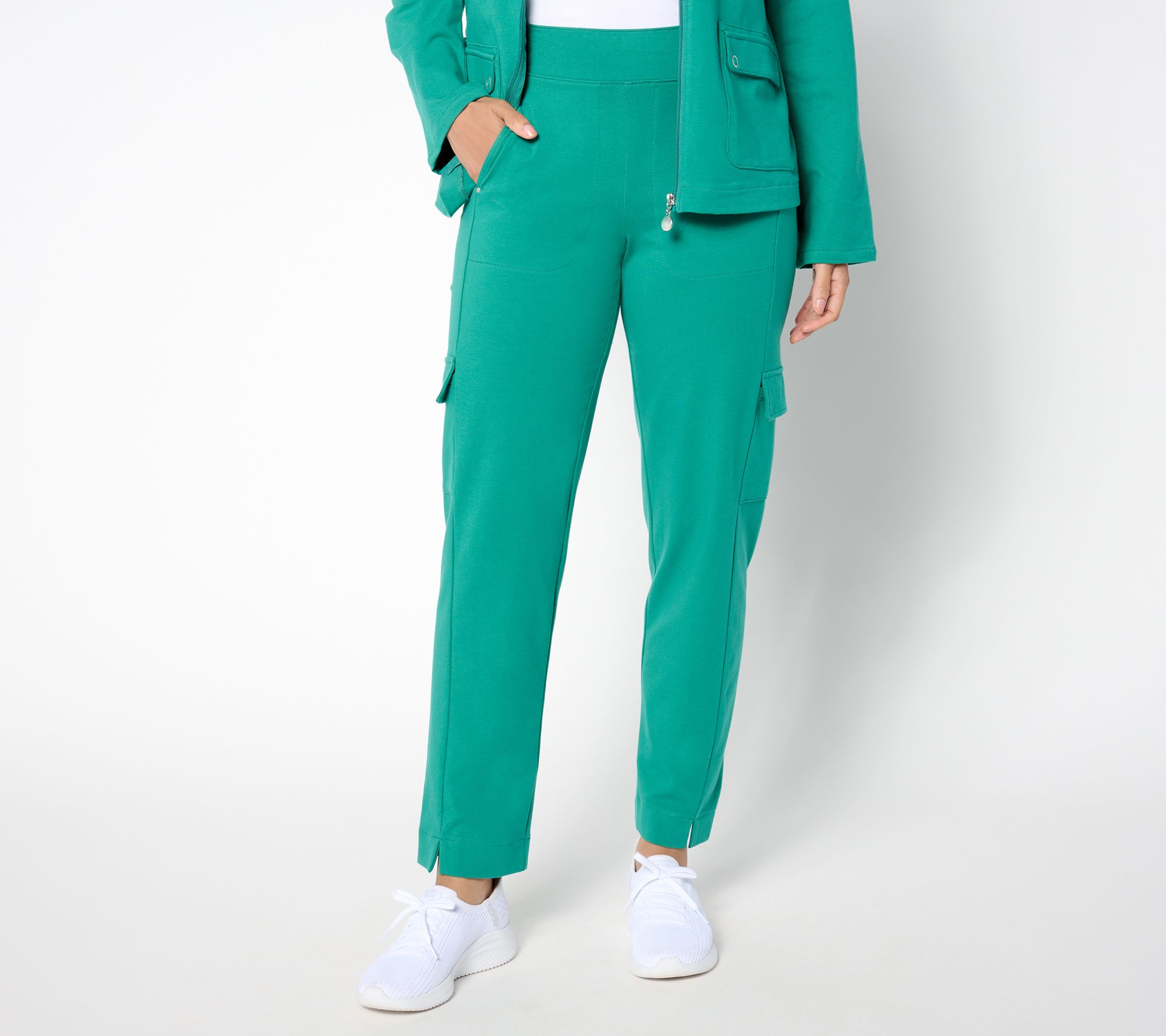 Sport Savvy Regular Stretch Jersey Pull-On Ankle Length Cargo Pant