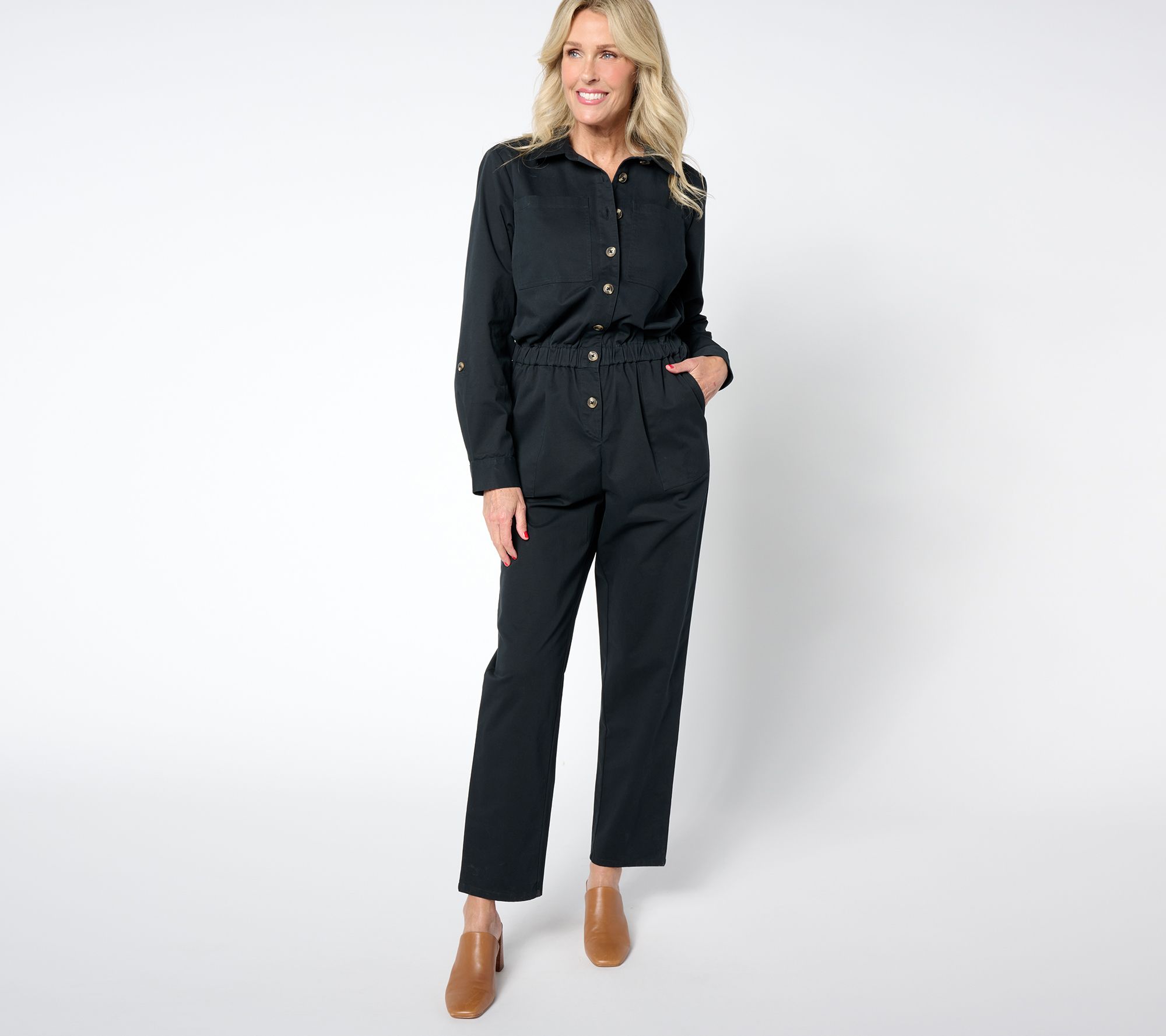 Joan Rivers Regular Signature Twill Ankle Length Jumpsuit