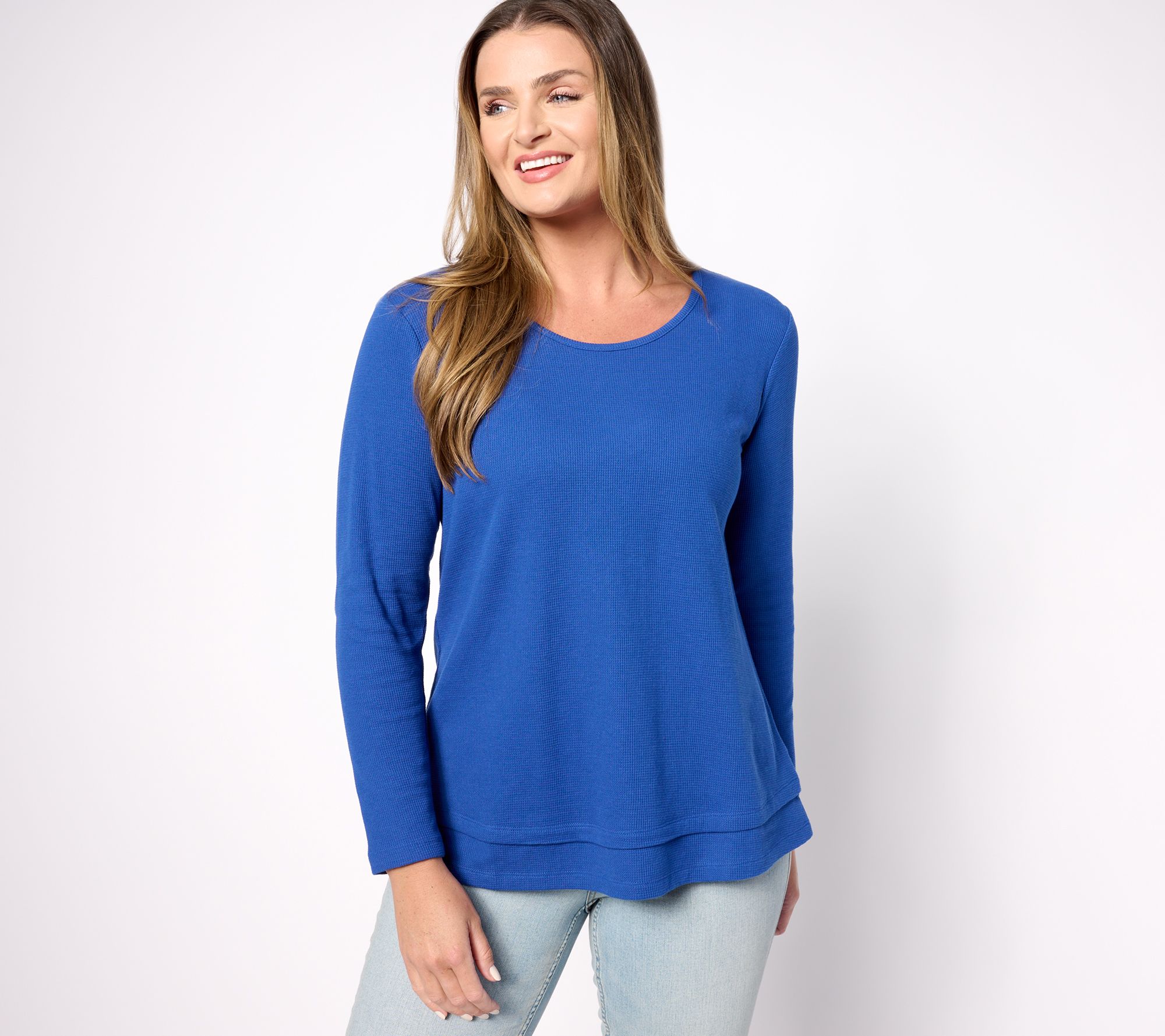 "As Is" Denim & Co. Essentials Regular Waffle Knit Scoop Neck Swing Tunic