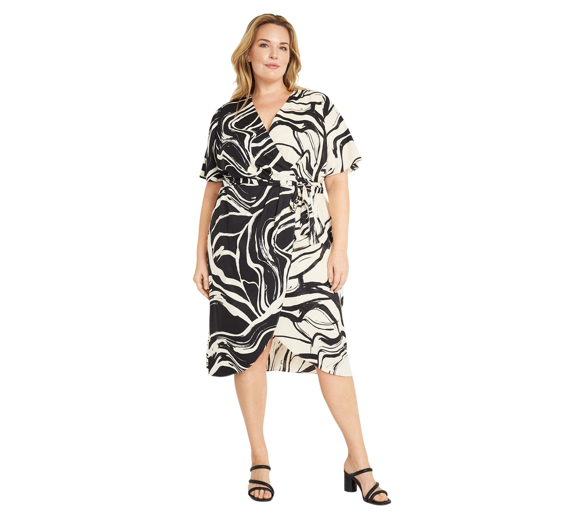 Donna Morgan Printed Midi Wrap Dress QVC