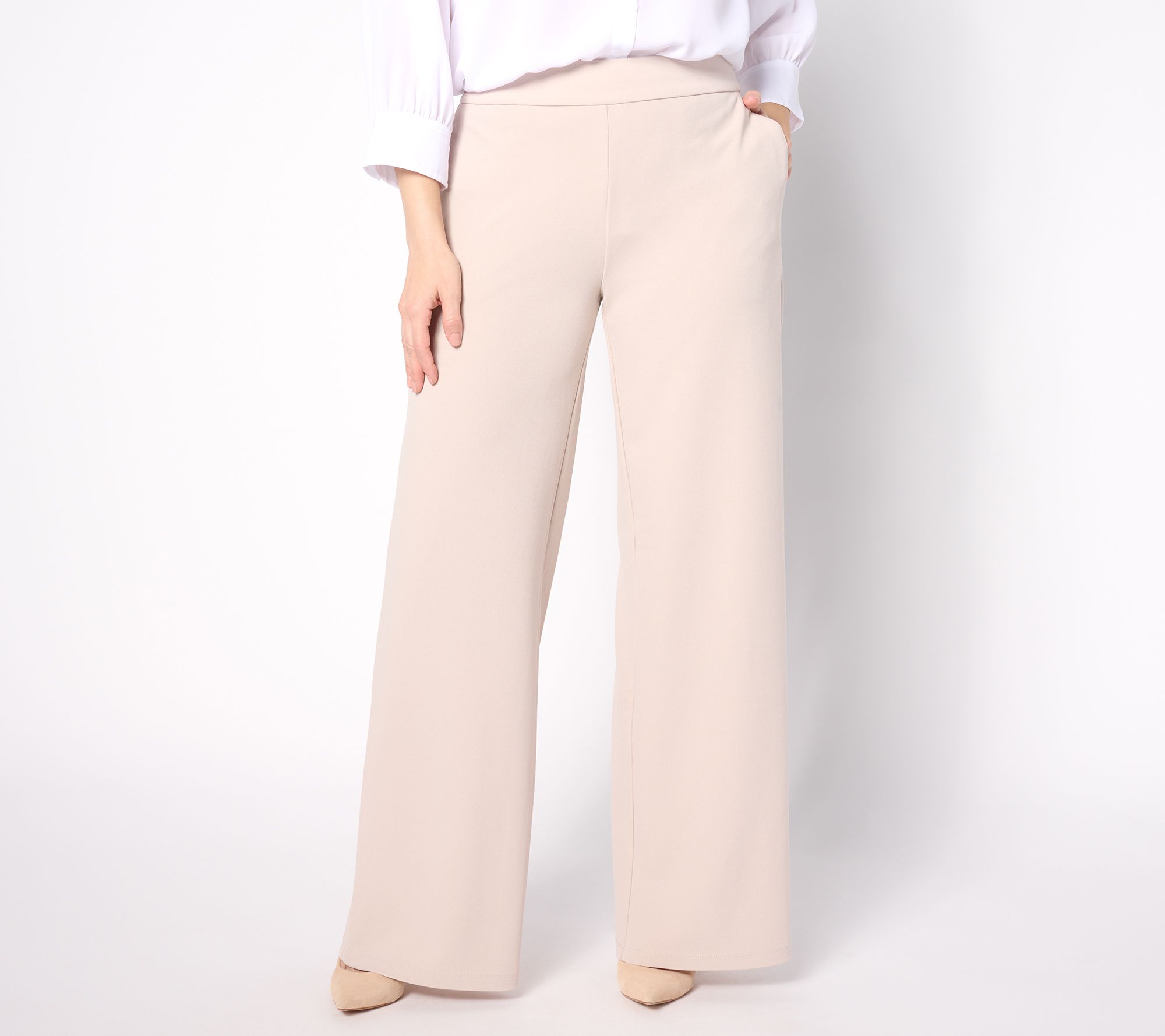 "As Is" Dennis Basso Regular Luxe Crepe Wide Leg Pants