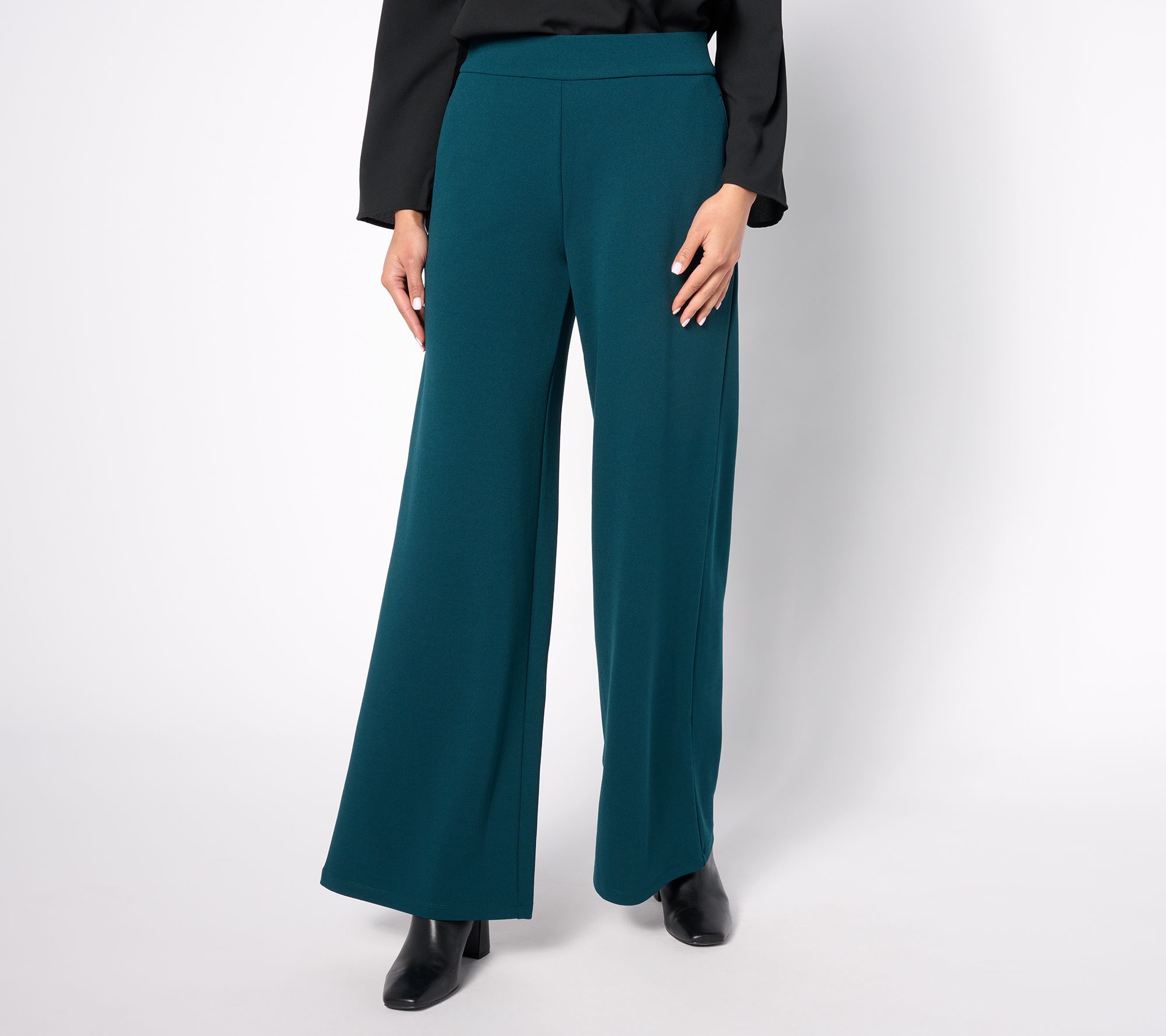 "As Is" Dennis Basso Regular Luxe Crepe Wide Leg Pants