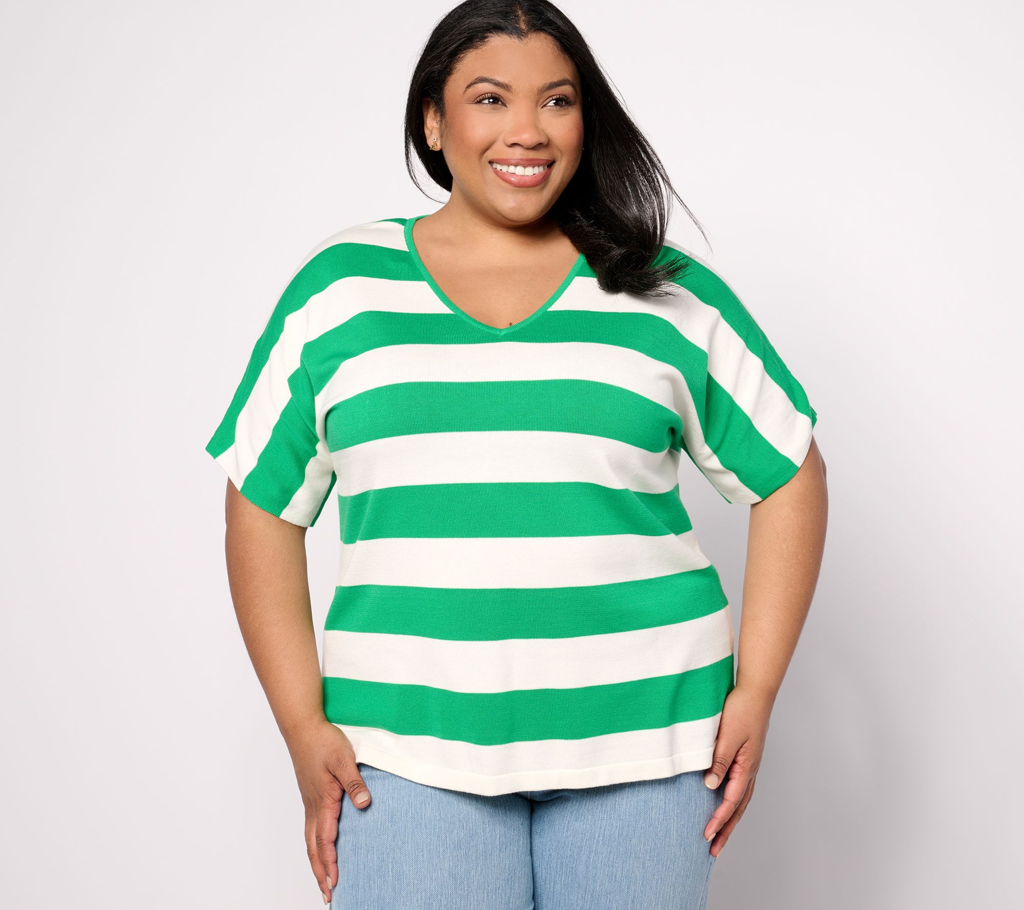 "As Is" Belle by Kim Gravel Feelin' Yachty Striped Waffle Knit Sweater