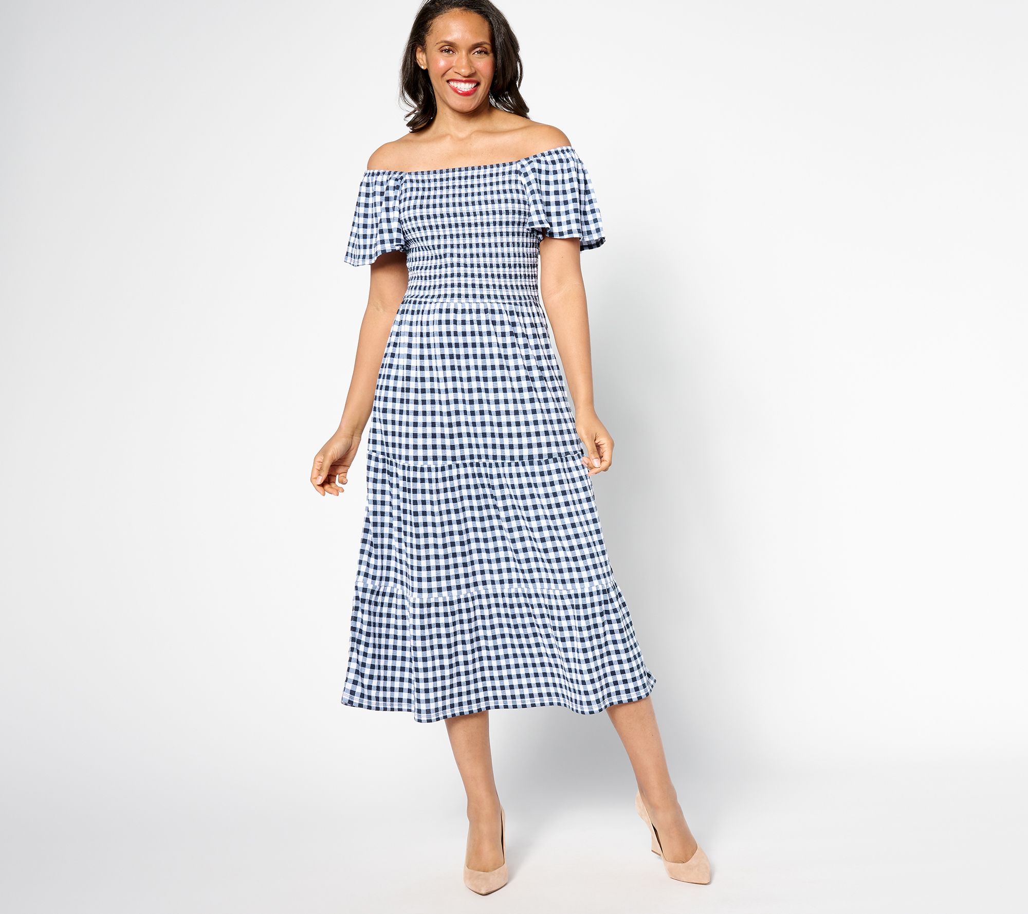 "As Is" Denim & Co. Heritage Tall Printed Knit Gauze Midi Dress
