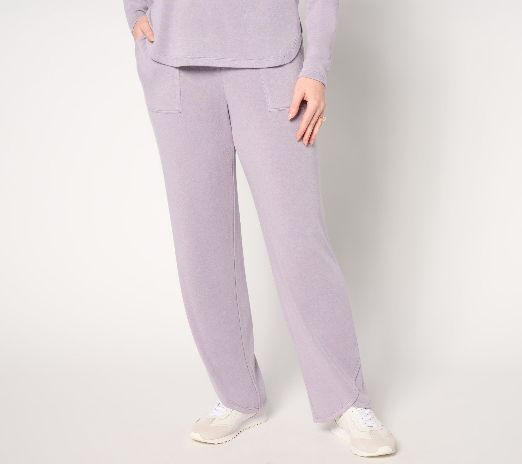 AnyBody Regular Plush Knit Tulip Hem Pants with Pockets