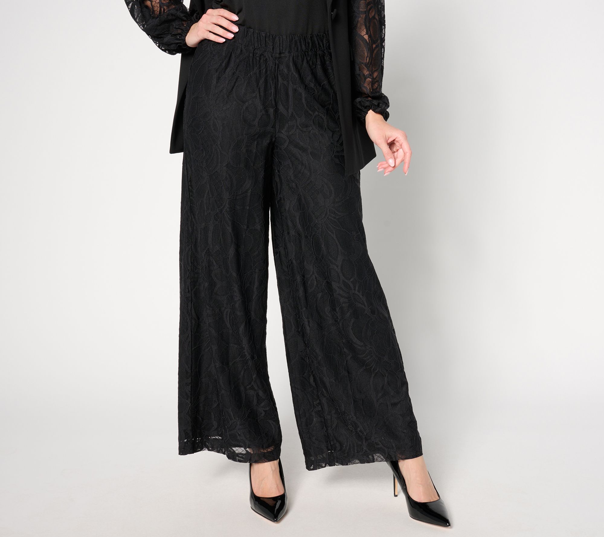 Dennis Basso Petite Fully Lined Lace Pants