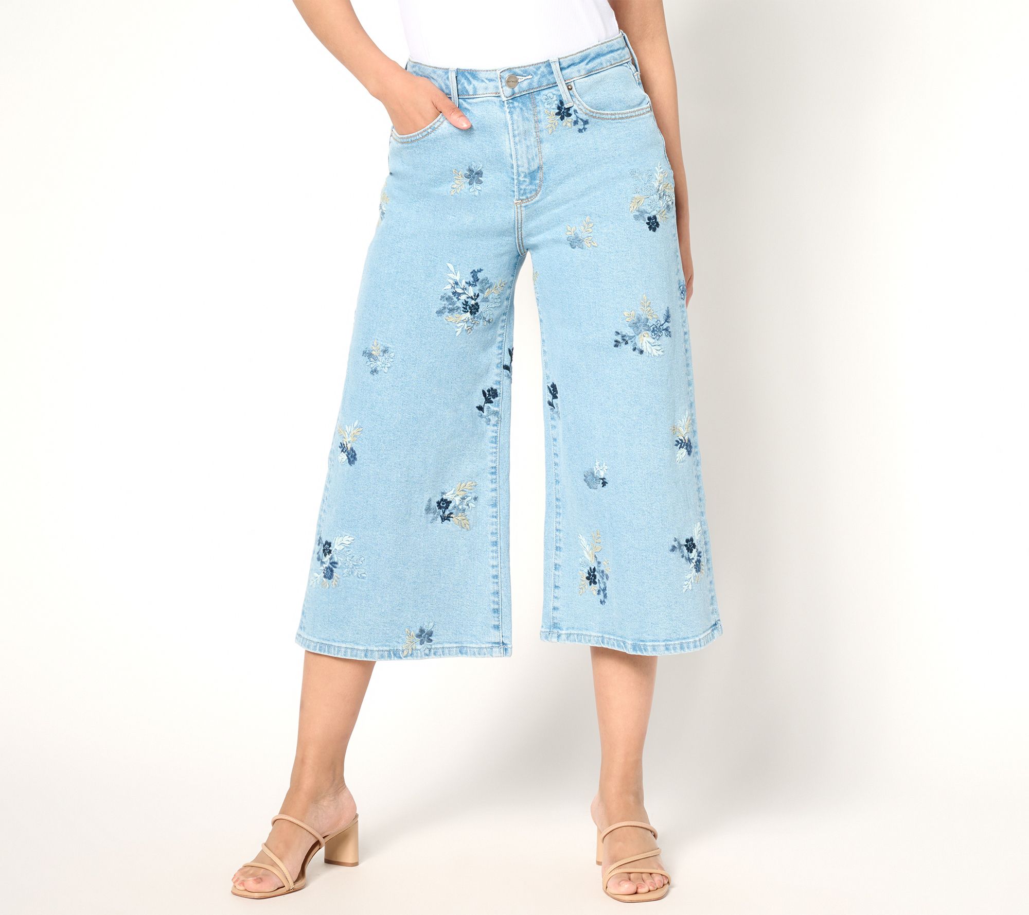 Driftwood Jeans Amie Embroidered Culotte Jean - Summer Blues