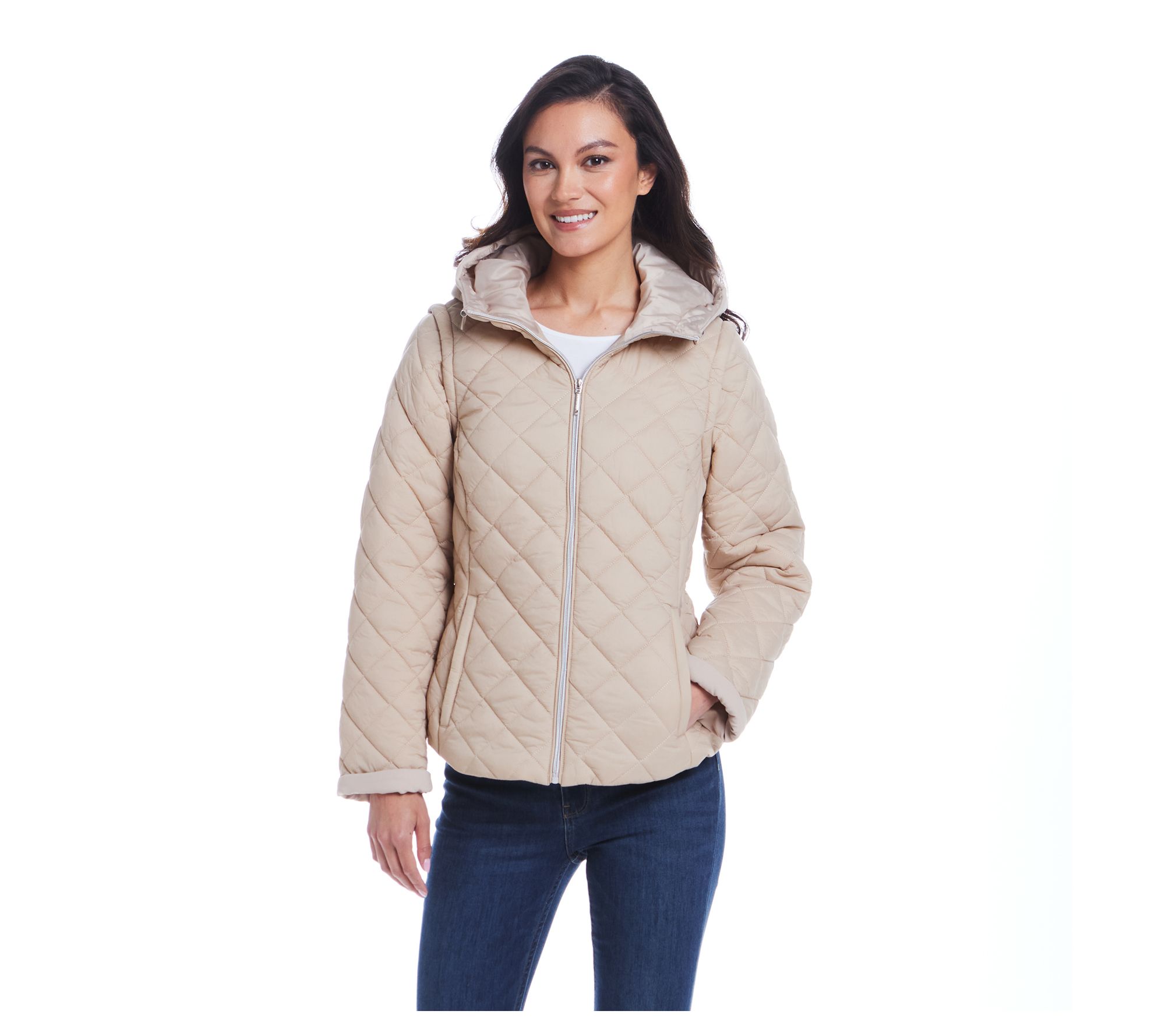 Weatherproof 2-in-1 Diamond Quilted Hooded Jack et to Vest