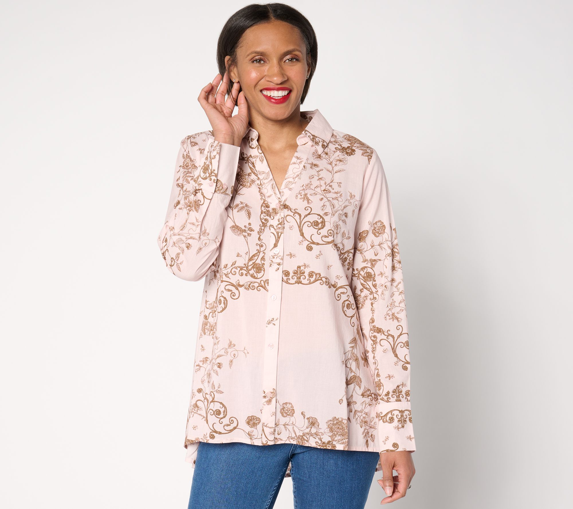 BEAUTIFUL by Lawrence Zarian Regular High-Low Printed Shirt