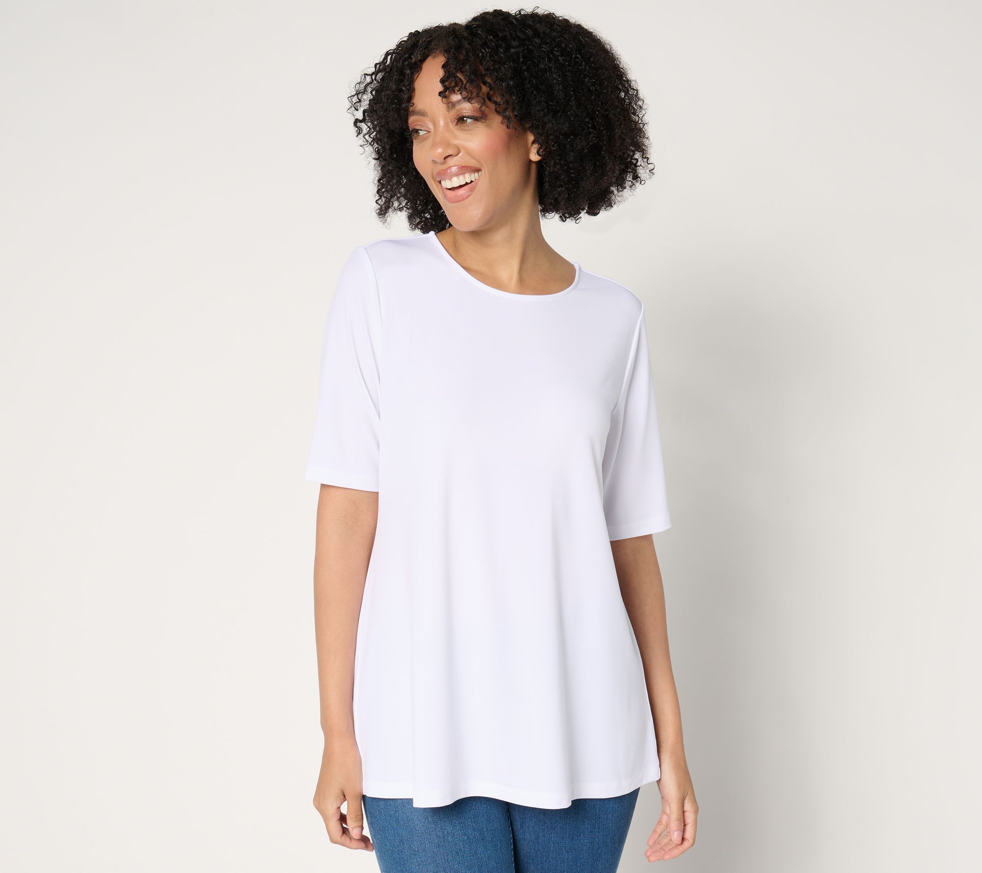 Susan Graver Petite Modern Essentials Liquid Knit A-line Top