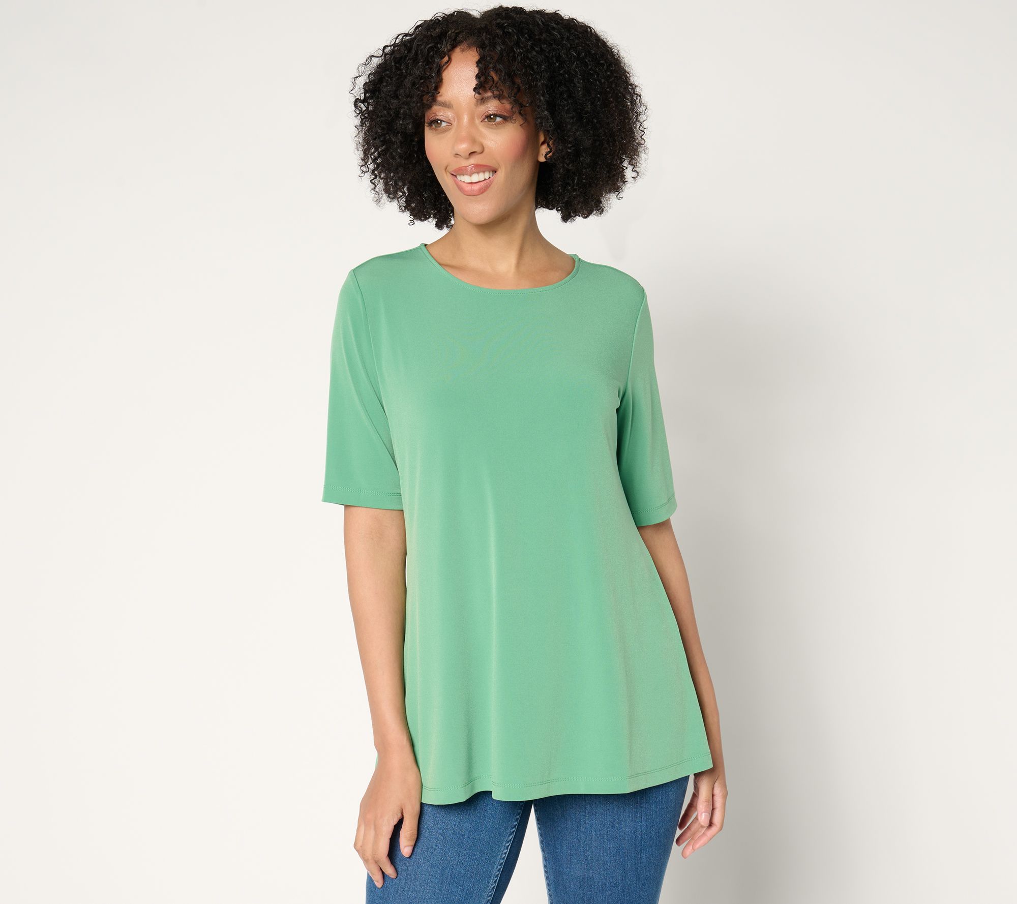 Susan Graver Petite Modern Essentials Liquid Knit A-line Top