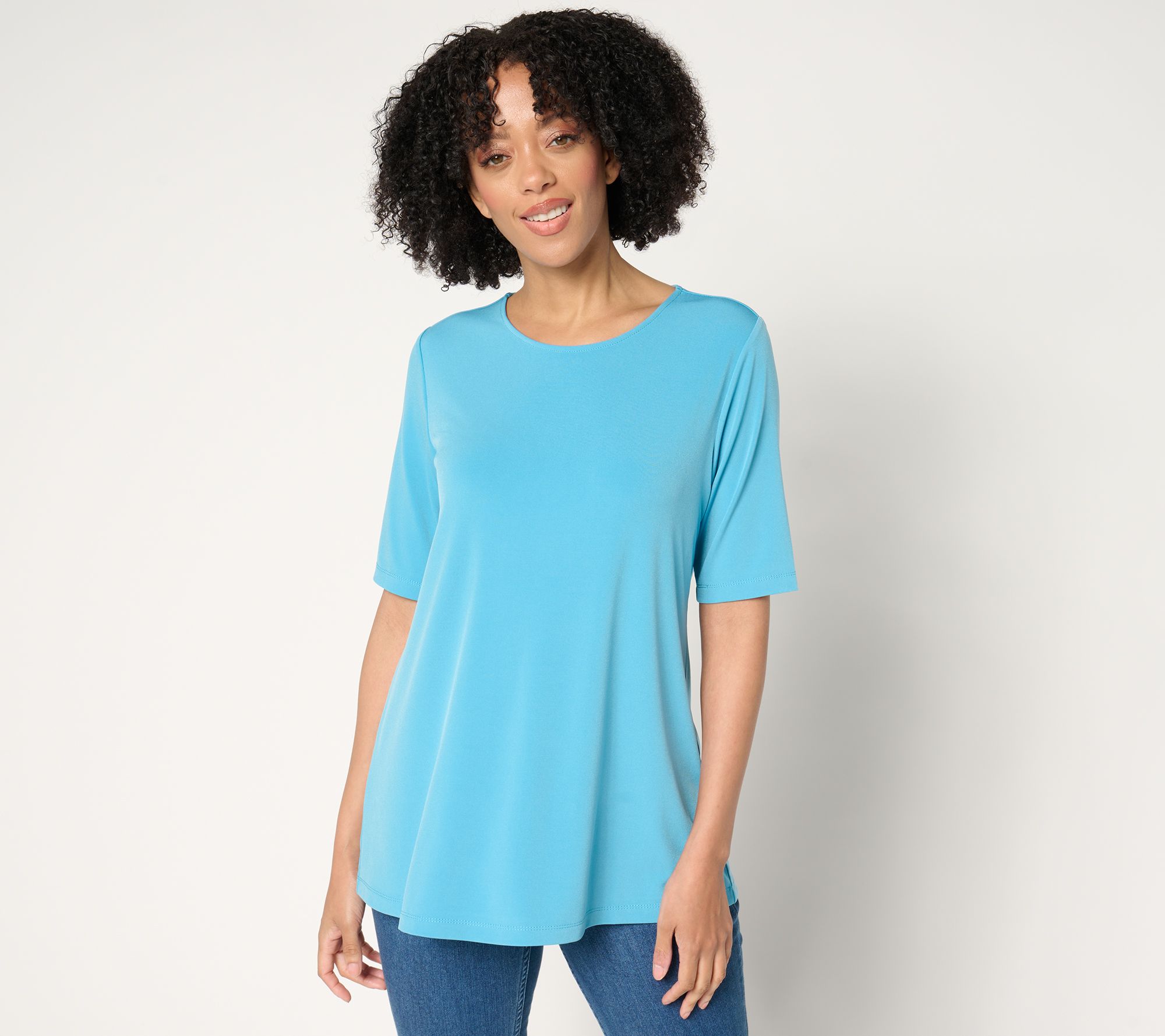 Susan Graver Petite Modern Essentials Liquid Knit A-line Top