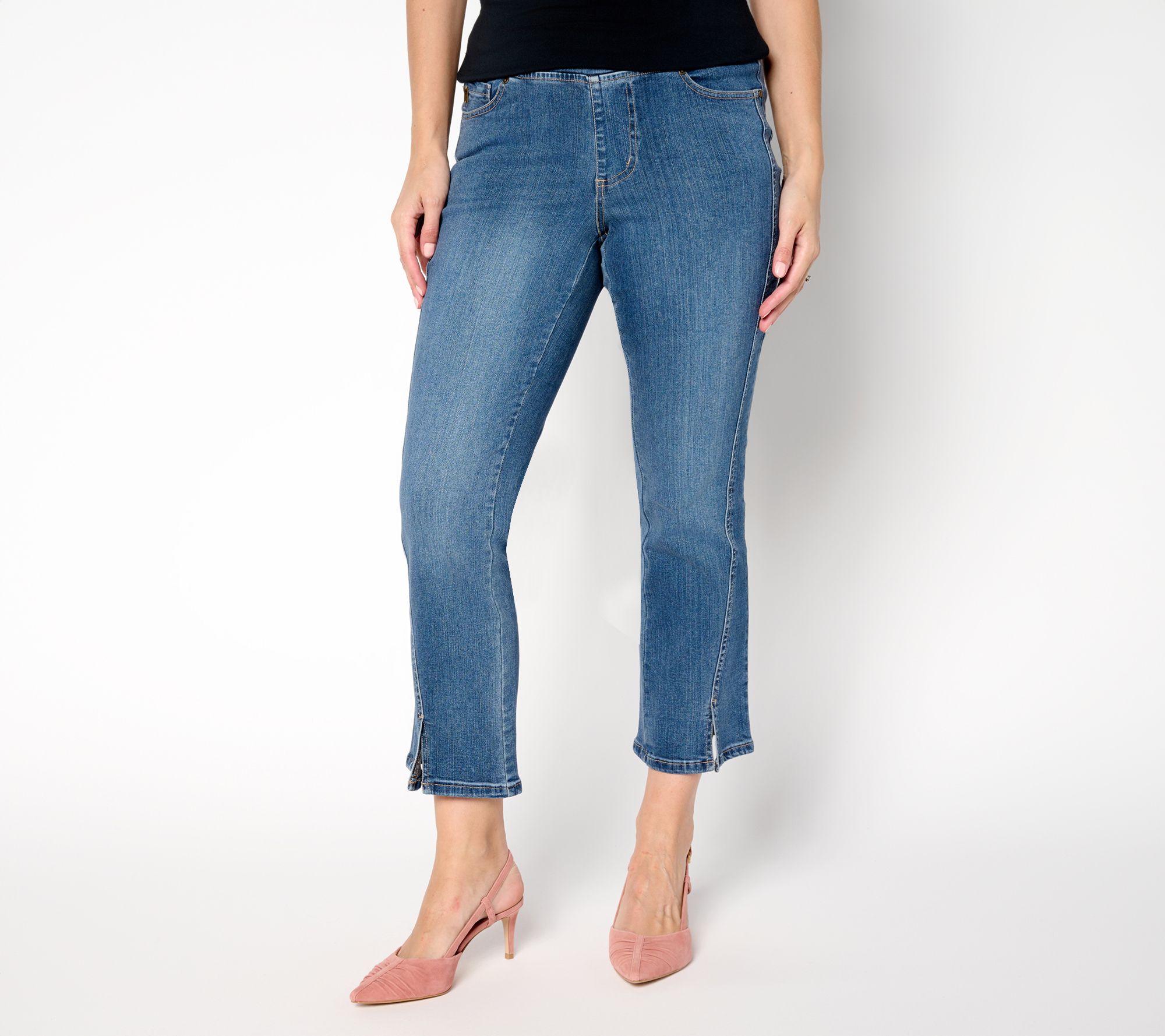 Belle by Kim Gravel Petite TripleLuxe Denim Seamed Kick Flare Crop