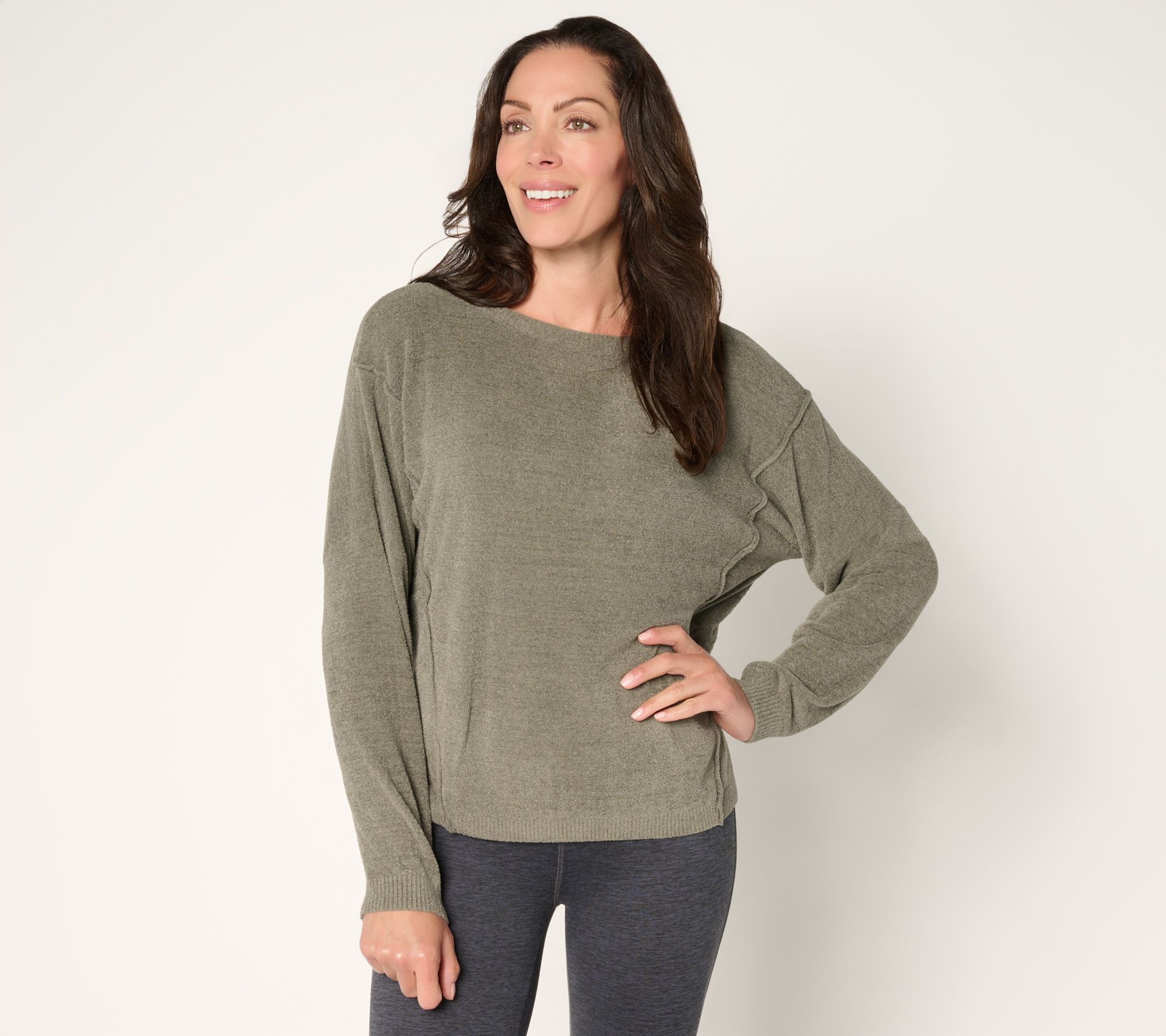 Barefoot Dreams CozyChic Ultra Lite Jersey Roll Boatneck Pullover
