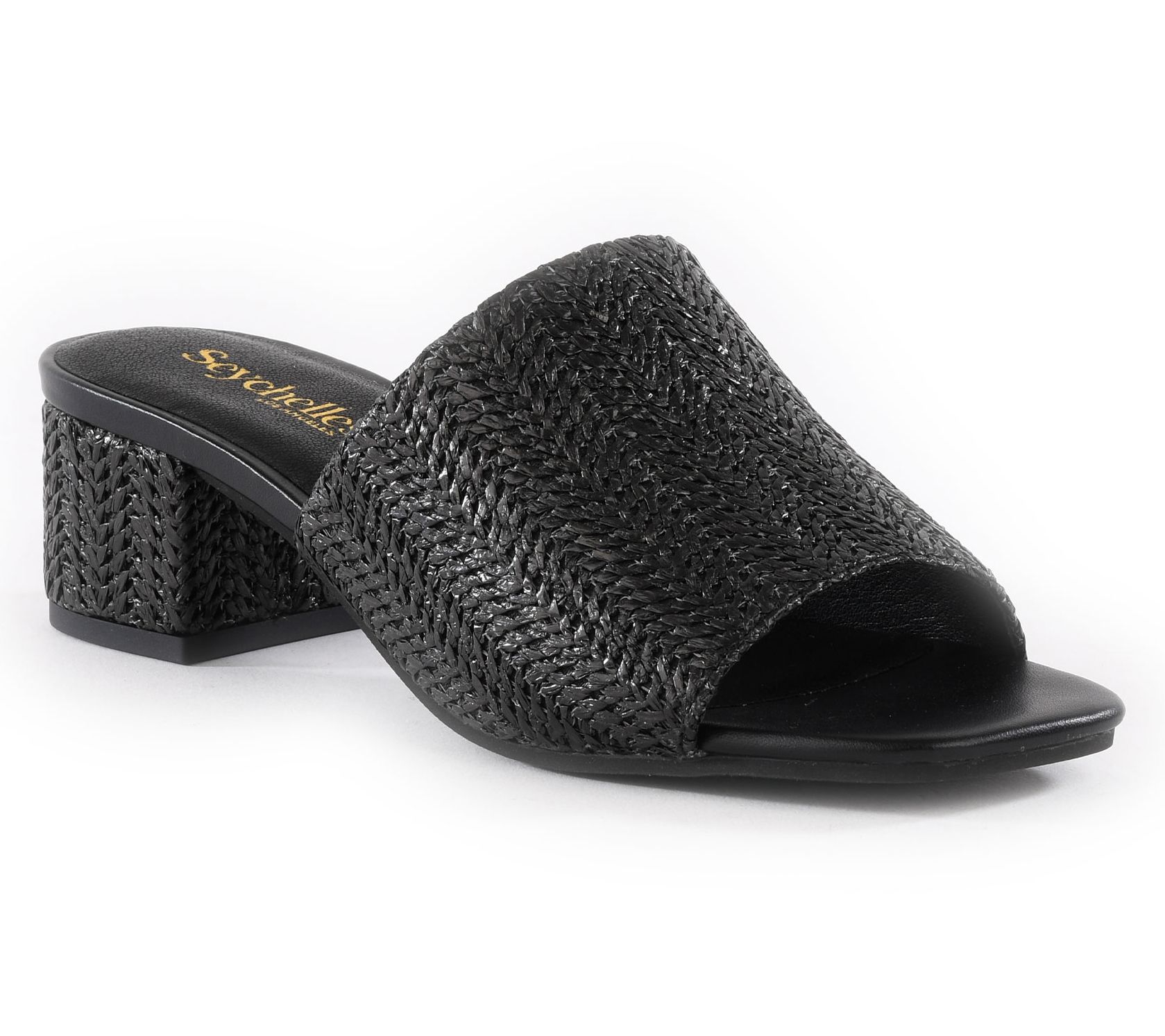 Seychelles Raffia Block Heel Mules- Pepper