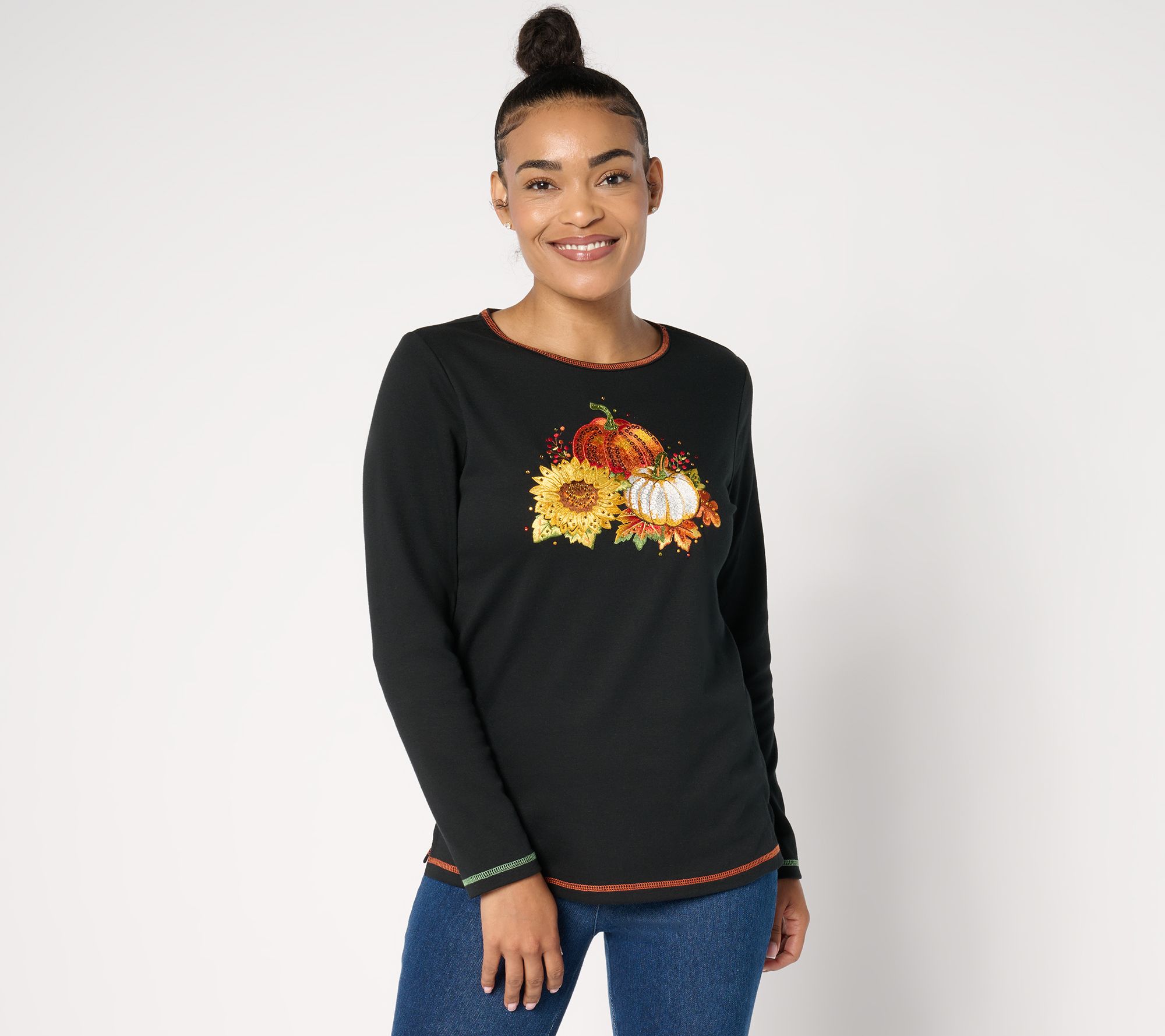 "As Is" Quacker Factory Harvest Blessings Long Sleeve Top