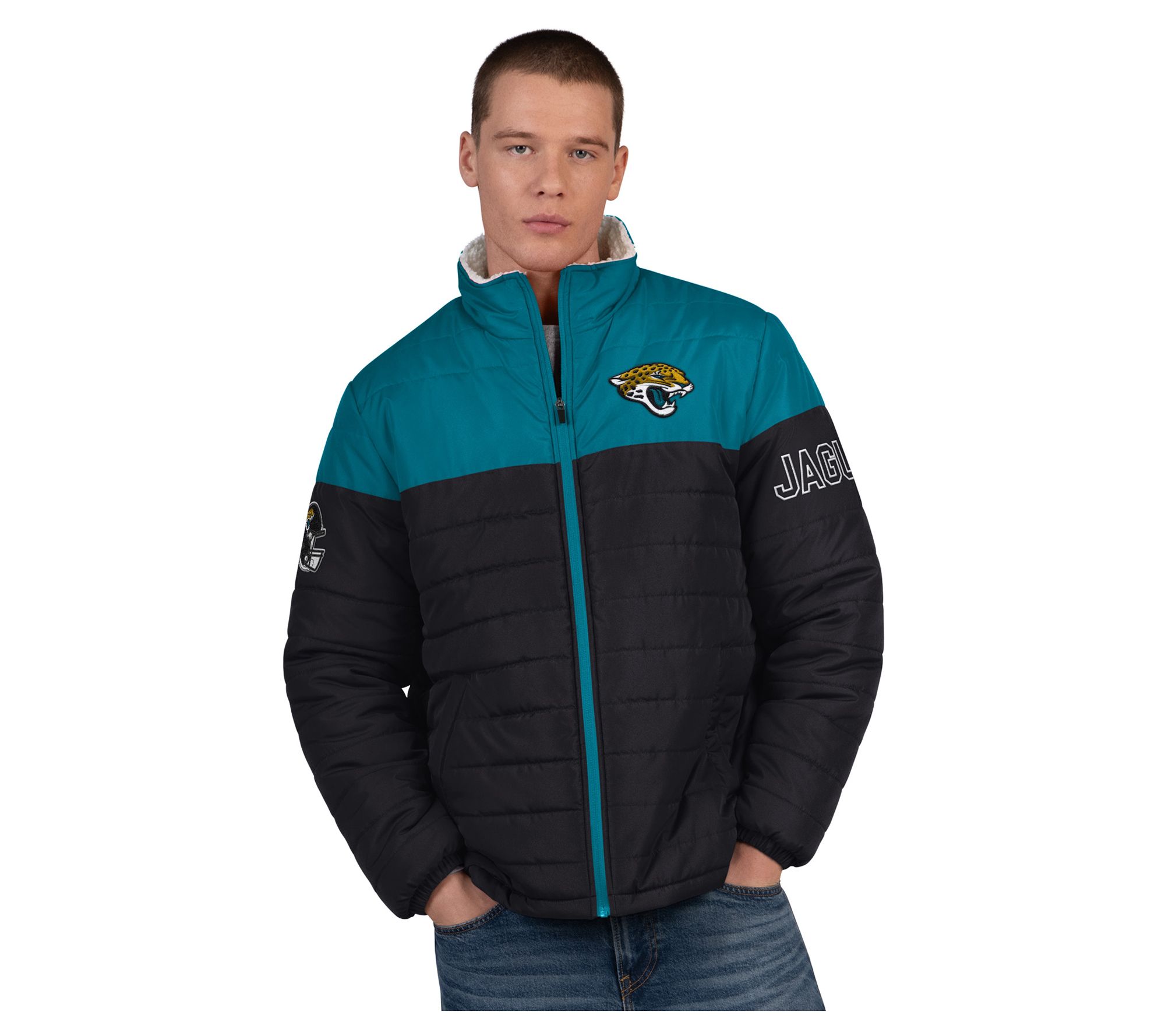 NFL Officially Licensed Men's Polyfilled Sherpa Lined Jacket