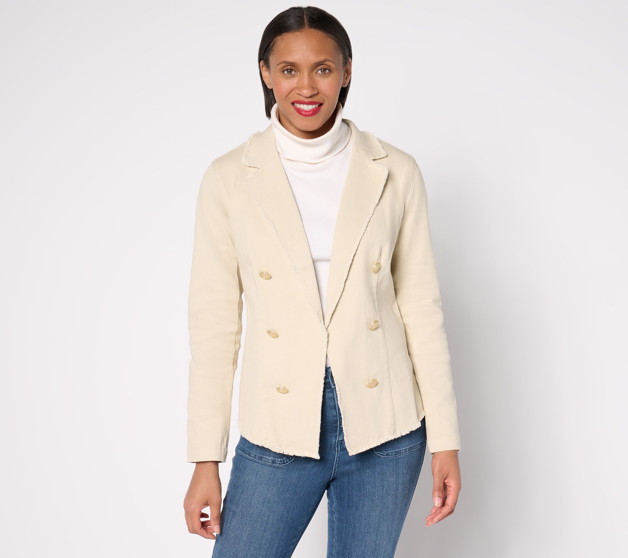 "As Is" Belle by Kim Gravel Twill Front Knit Back Nautical Jacket
