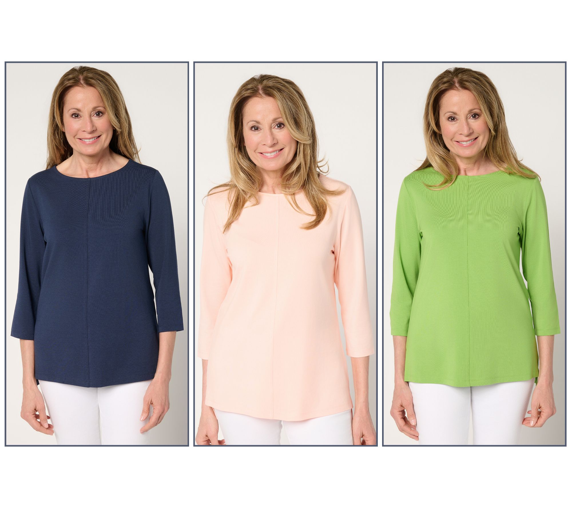 "As Is" Denim & Co. Essentials So Soft Jersey 3-Pack Boat Neck Tops