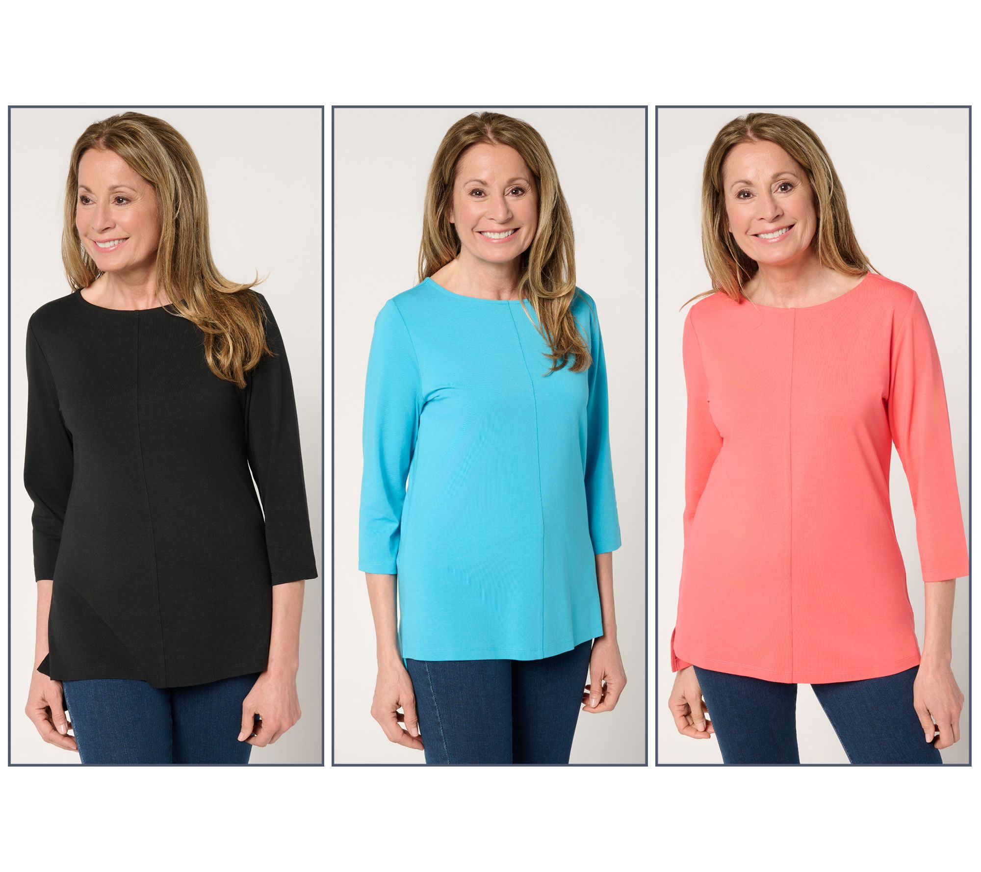 "As Is" Denim & Co. Essentials So Soft Jersey 3-Pack Boat Neck Tops