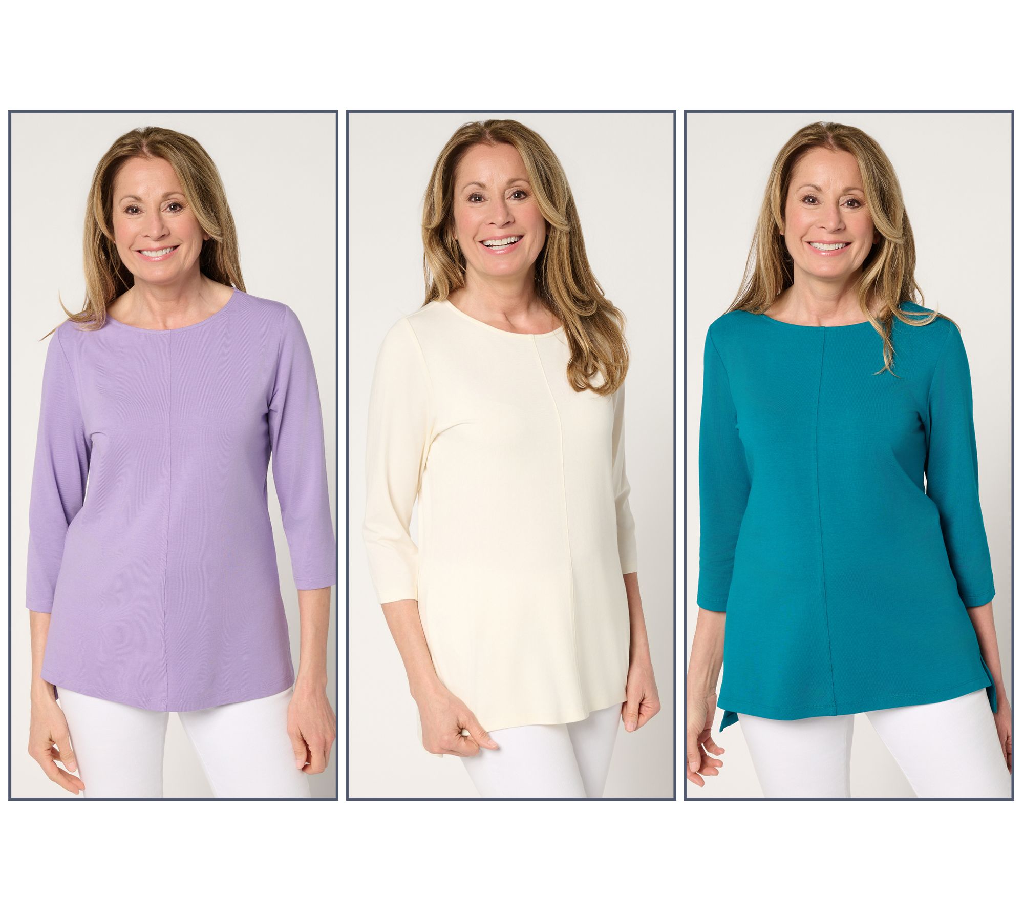 "As Is" Denim & Co. Essentials So Soft Jersey 3-Pack Boat Neck Tops