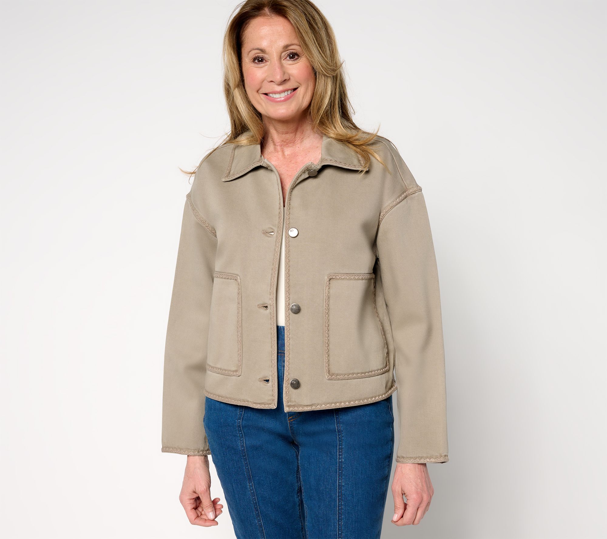 "As Is" LOGO by Lori Goldstein Patch Pocket Jacket with Embroidery