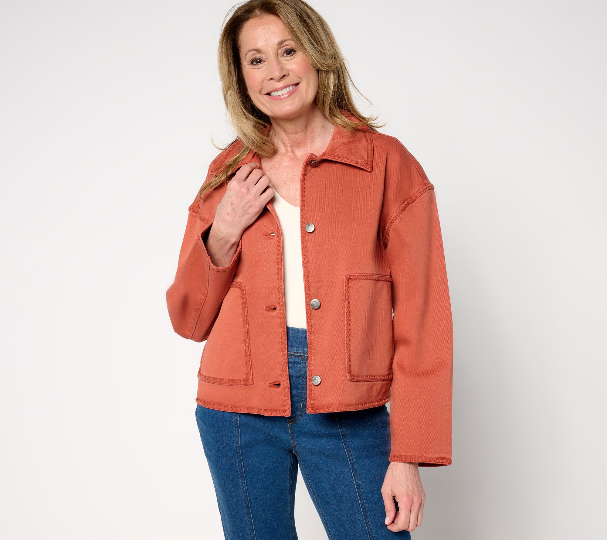 "As Is" LOGO by Lori Goldstein Patch Pocket Jacket with Embroidery