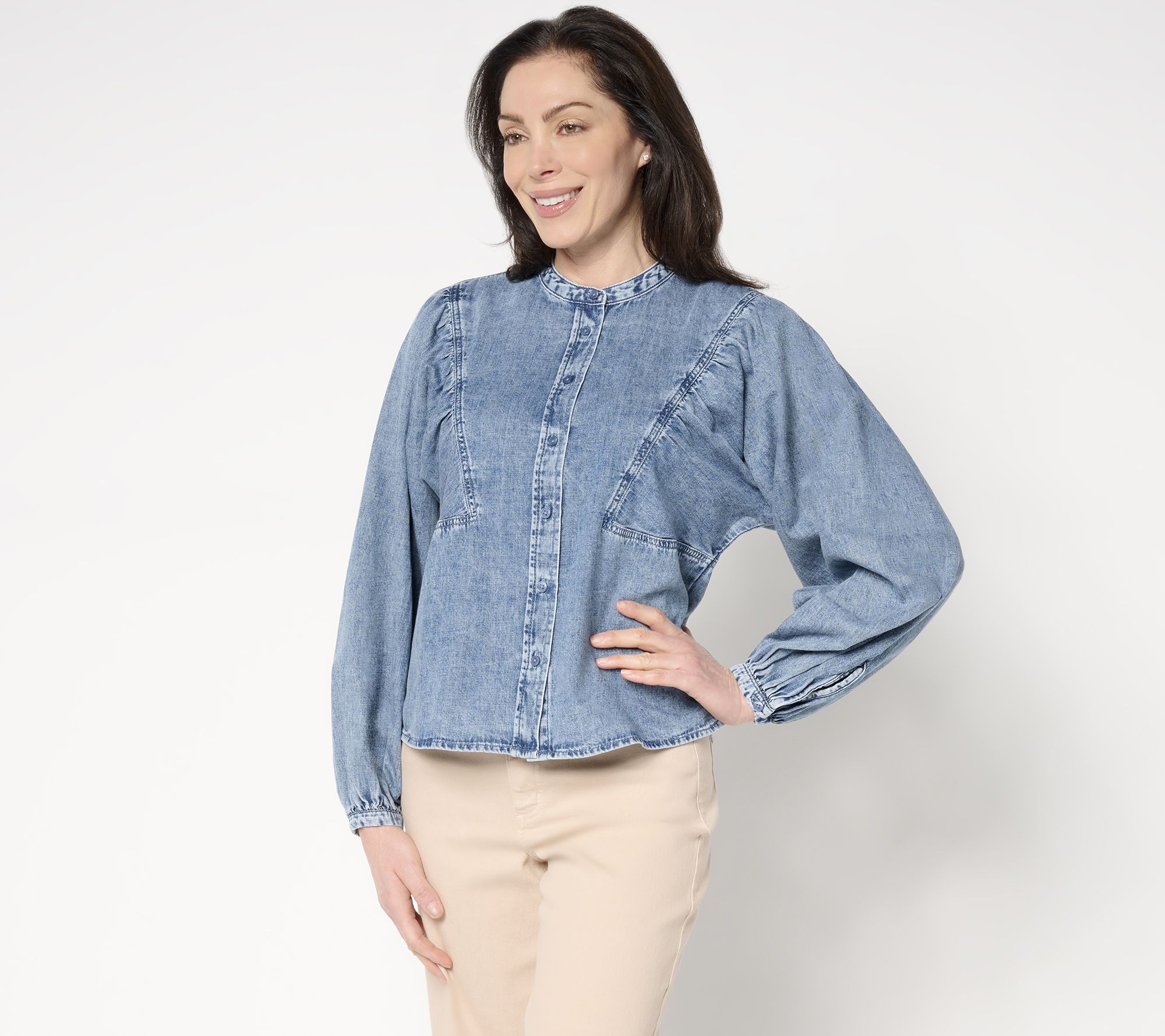 "As Is" Me by Jennie Garth Dahlia Indigo Cotton Denim Shirt