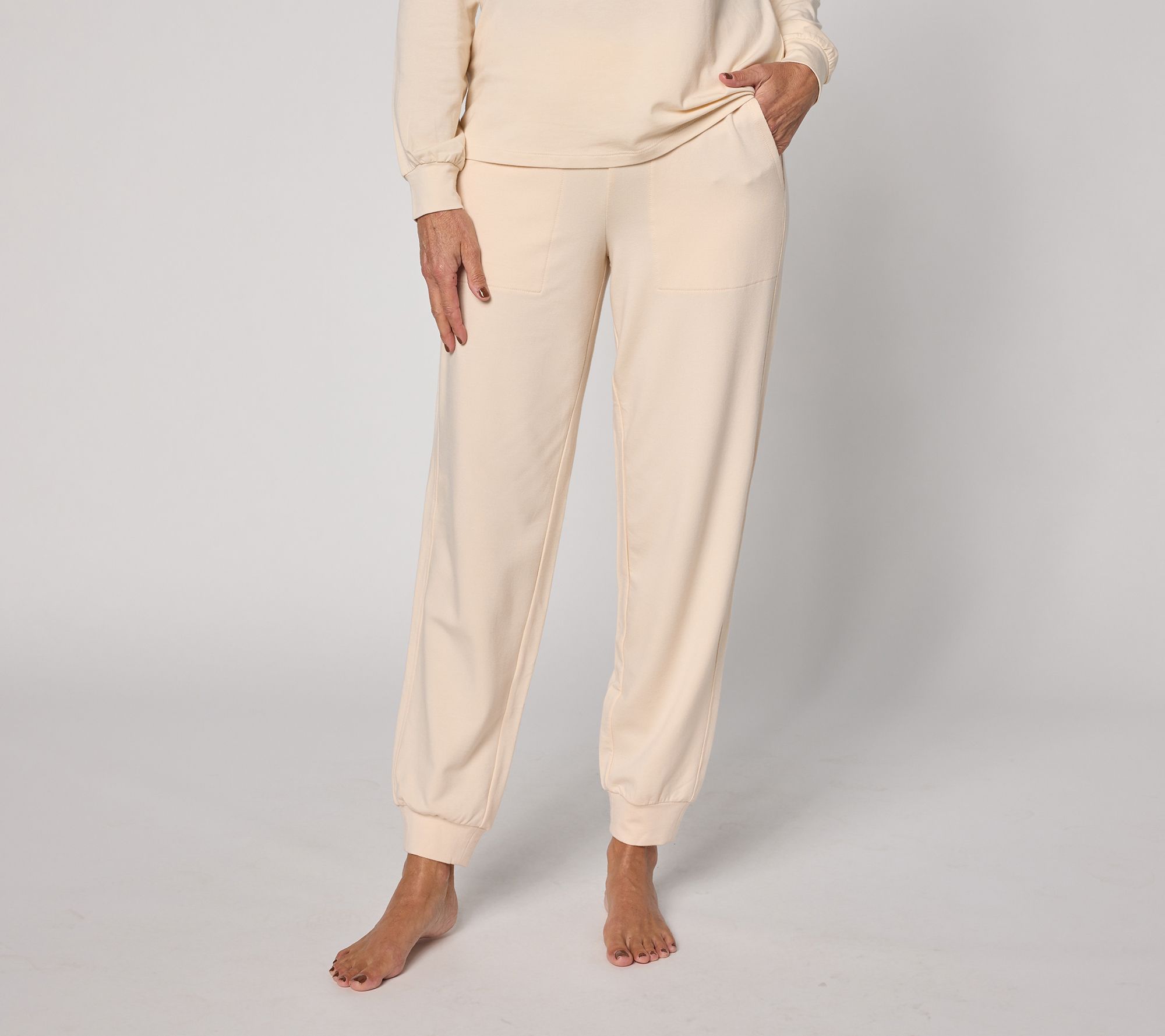 AnyBody Petite Cozy Knit French Terry Slim Leg Jogger Pants