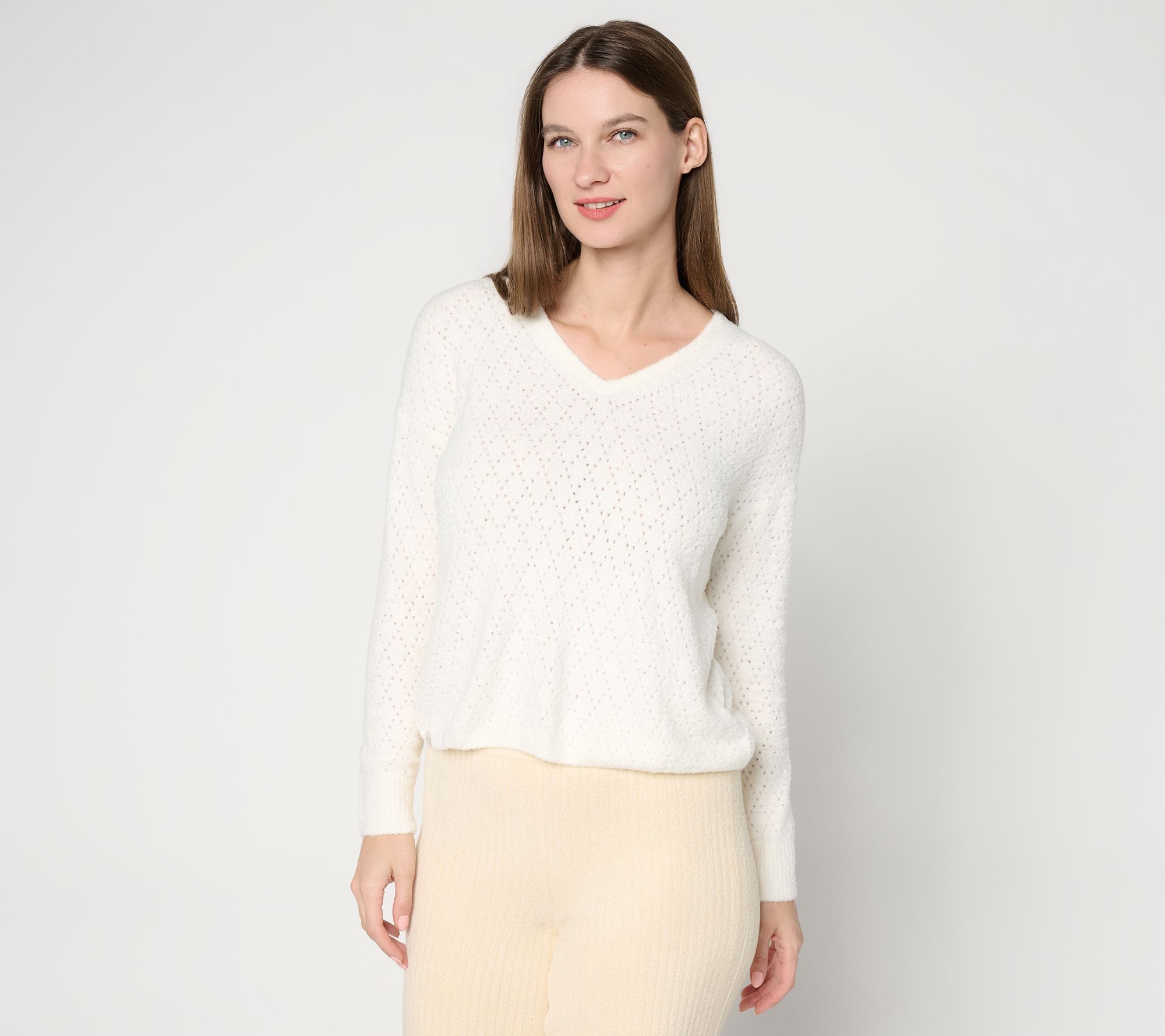Barefoot Dreams CozyChic Lite Diamond Pointelle Pullover