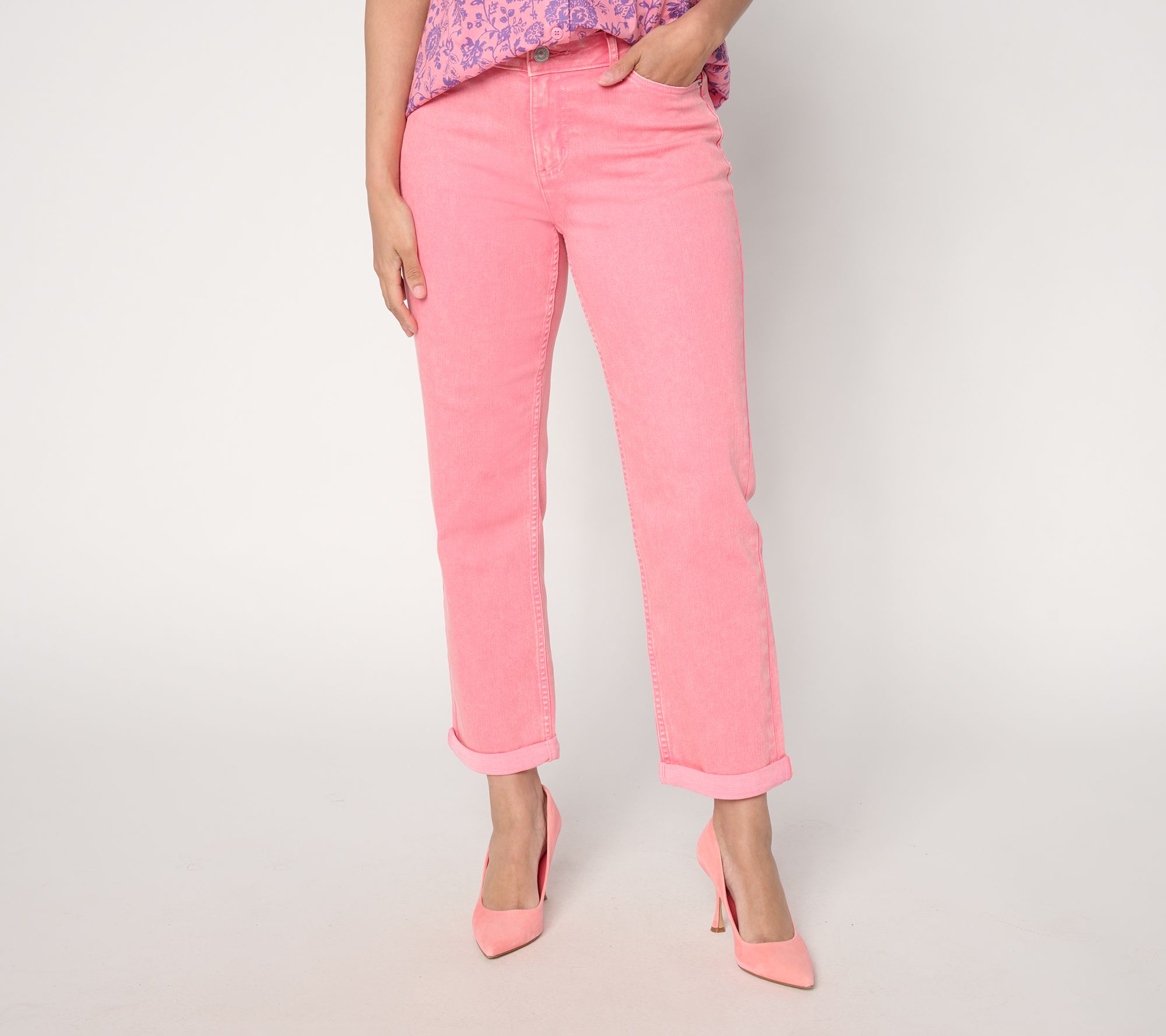 LOGO by Lori Goldstein Petite Ankle Length Boyfriend Jeans