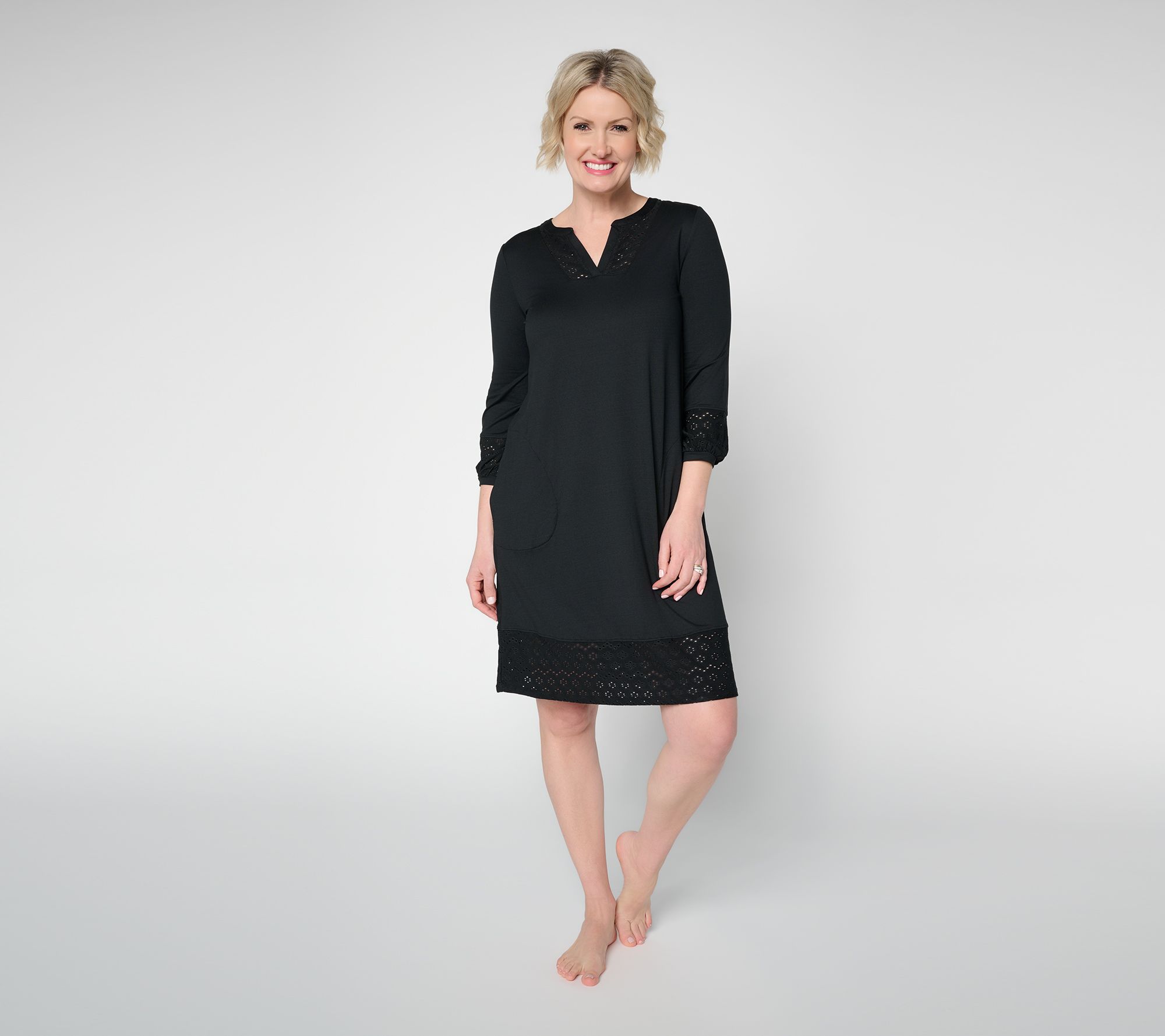 Cuddl Duds Flexwear with Eyelet Lounge Dress