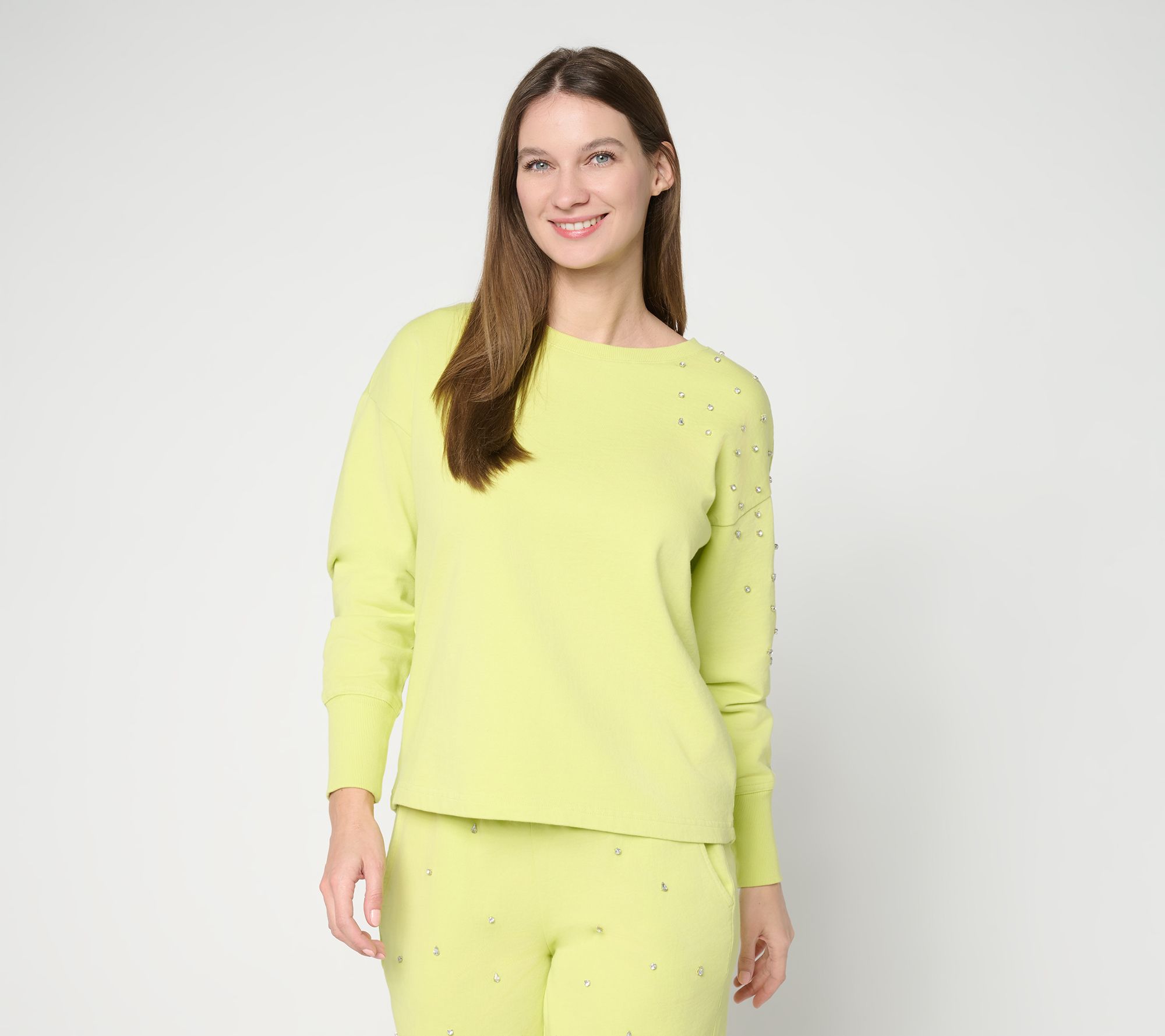 Mally Roncal French Terry Jeweled Sweatshirt