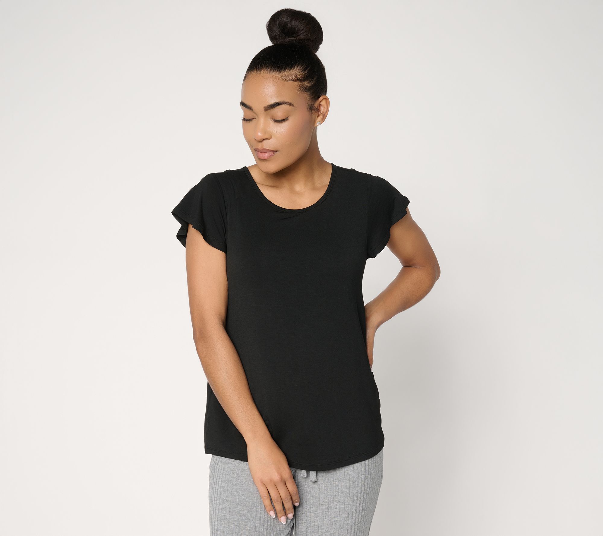 Anybody Soothing Knit Jersey Flutter Sleeve Tee with Support System