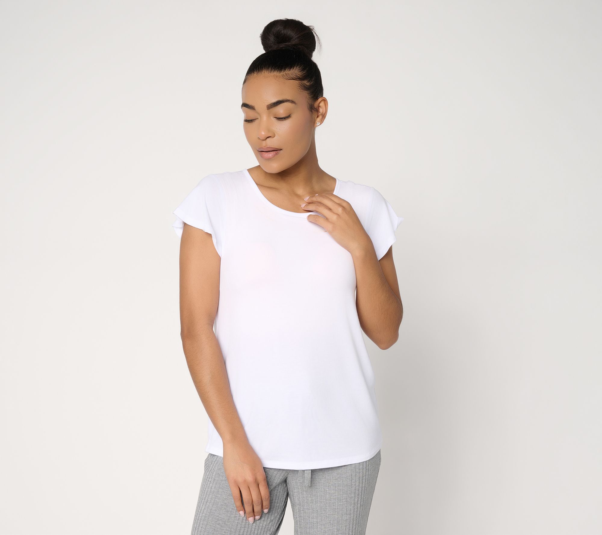 Anybody Soothing Knit Jersey Flutter Sleeve Tee with Support System